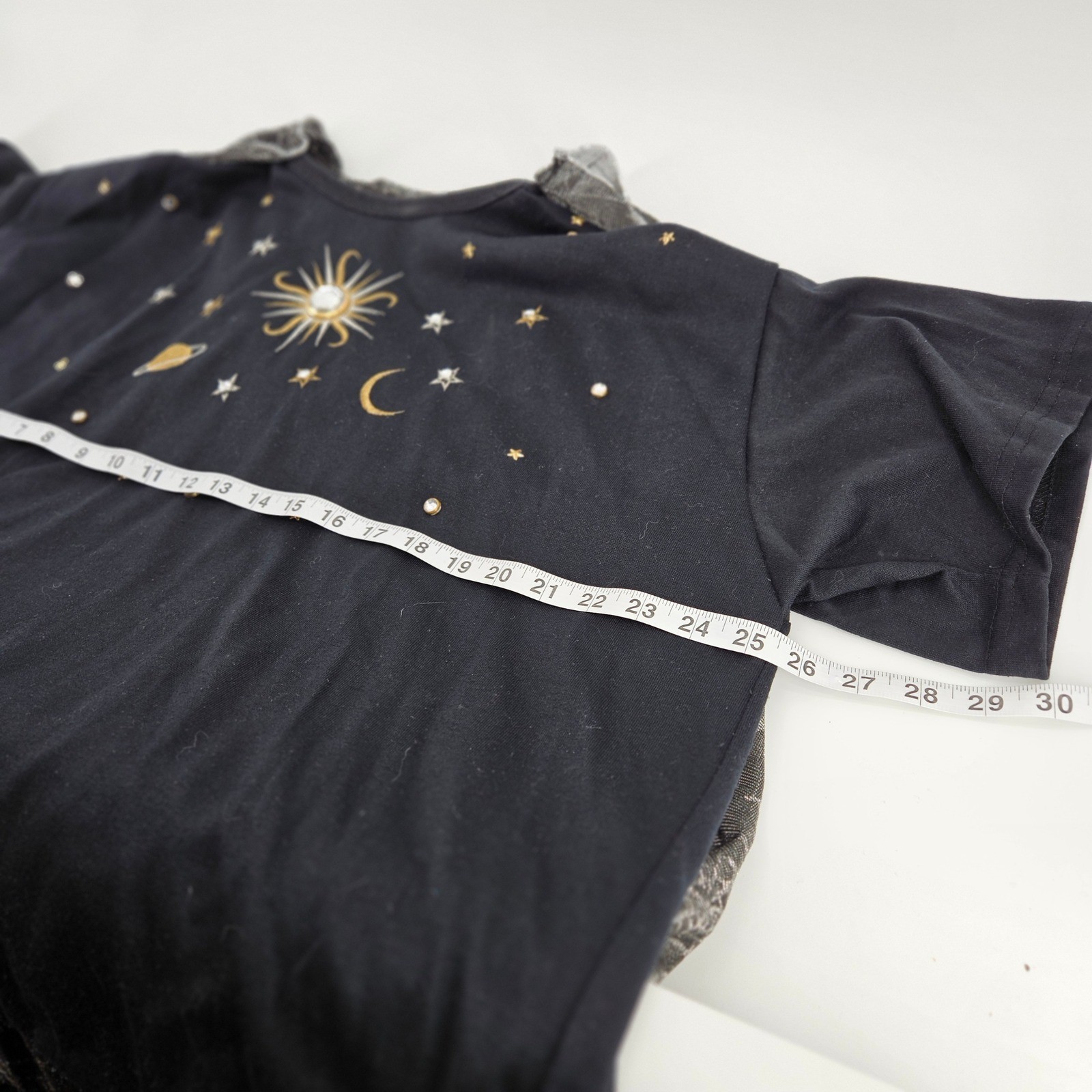 Whimisgoth Venezia Celestial Sun Moon Stars Black Tunic Top with Cape Size XL