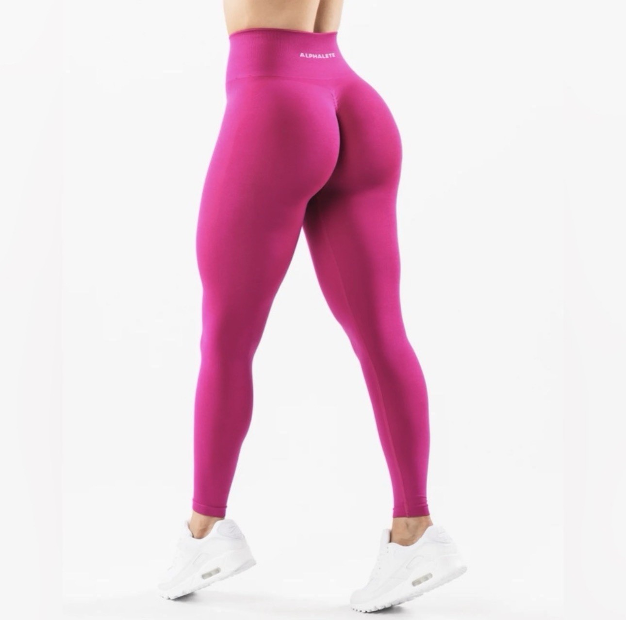 BNWT ALPHALETE Women’s Pink High Waist Ankle Leggings Elastic Stretch Activewear