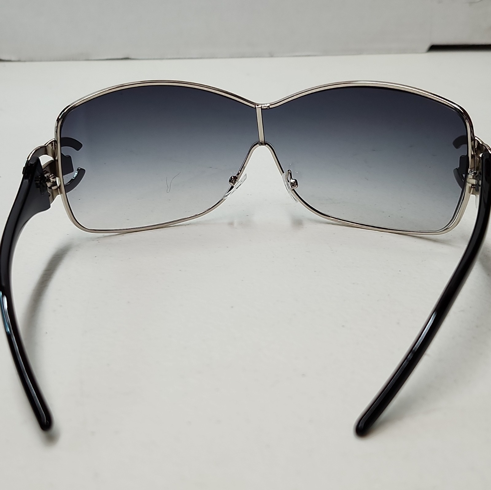 Women’s Rimless Sunglasses Black Plastic/Metal Frame Gray Gradient Tinted Lens