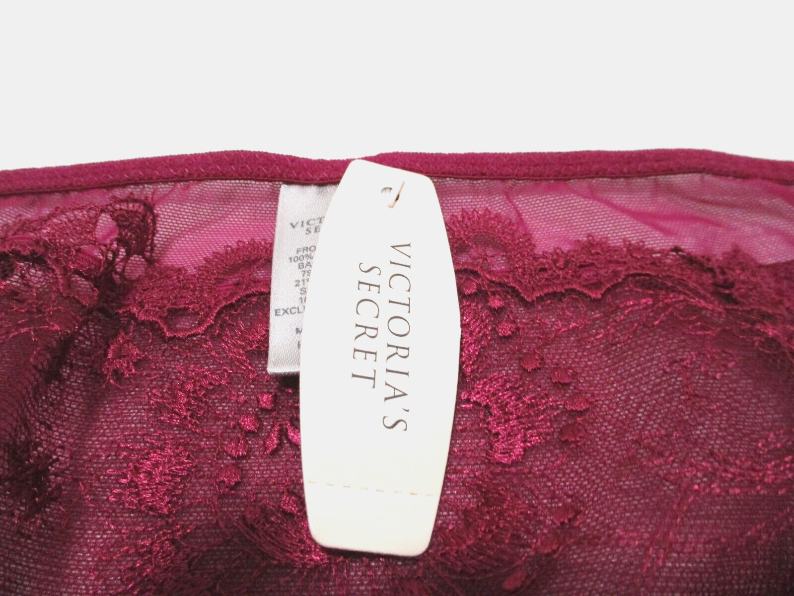 Victorias Secret Fushia Thong Panty Size L Mesh Lace Hiphugger Zipper