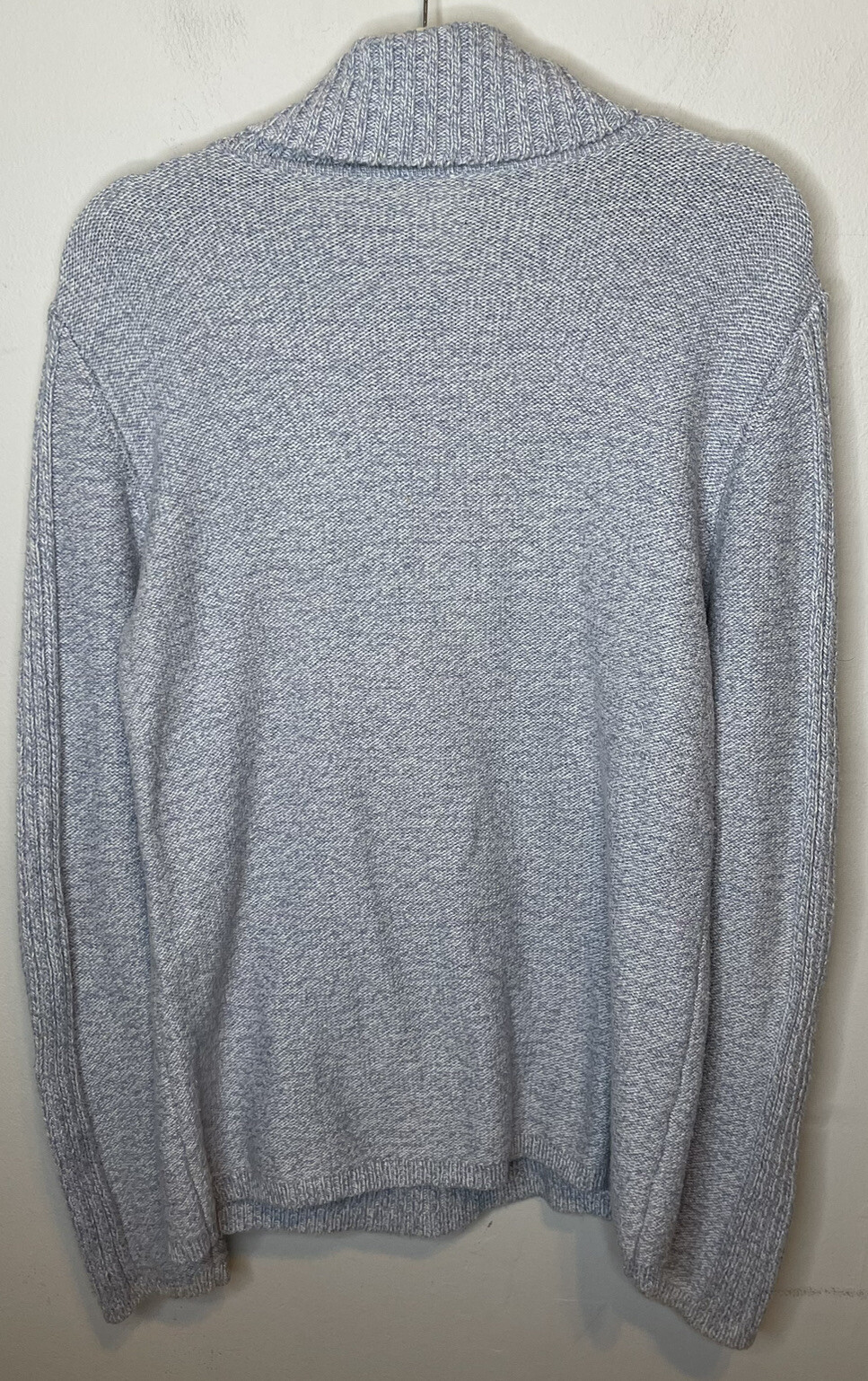 Sundance Sweater Large Blue Knit Turtleneck Cotton Acrylic Silk Blend Pullover