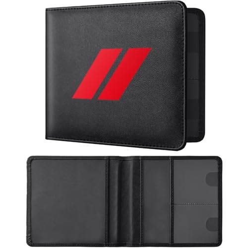 Small Leather Car Registration and Insurance – 13cm x 14cm – Black Box – Red Ram