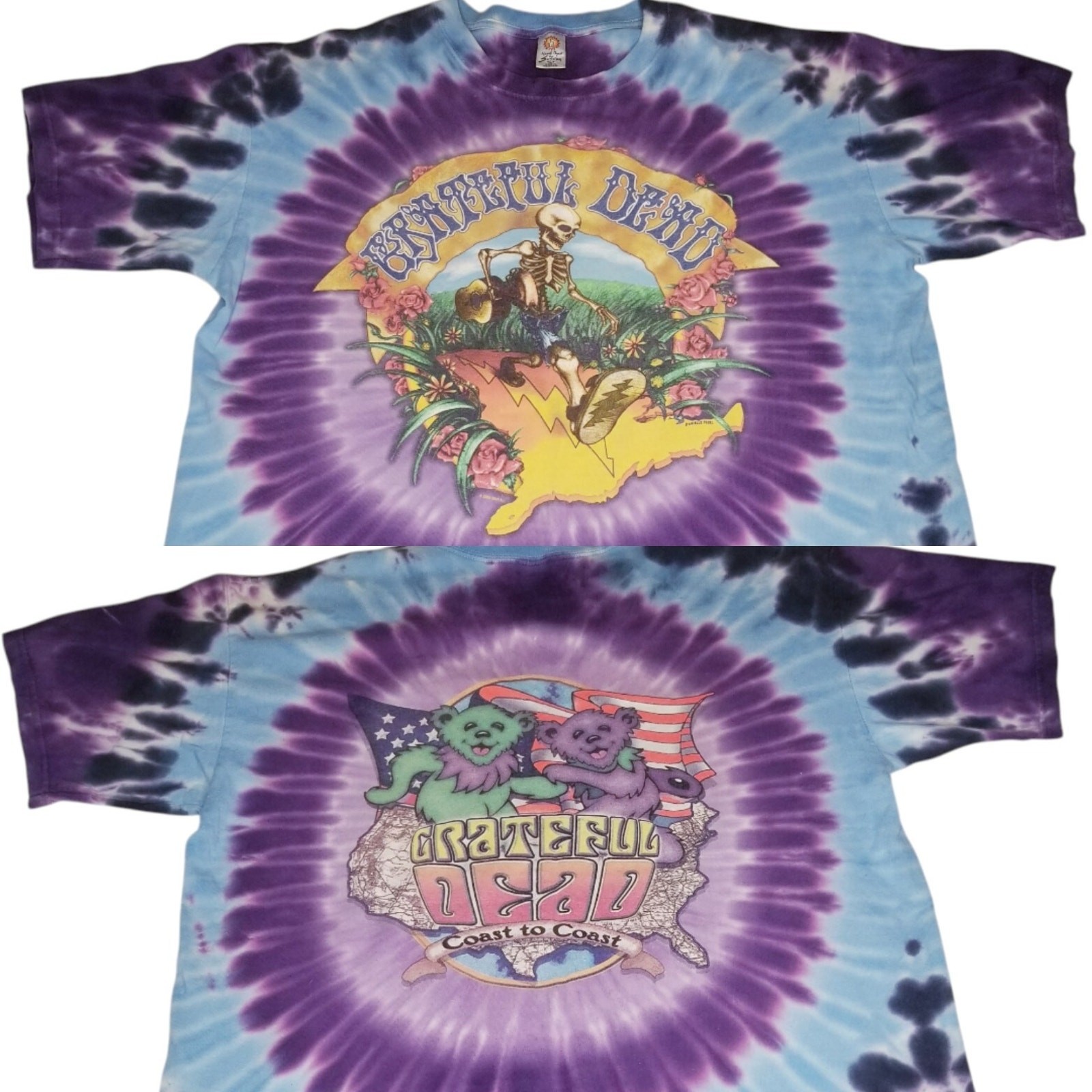 Grateful Dead 2006 Coast to Coast Tie Dye T Shirt Large Sundog Hippie Festival