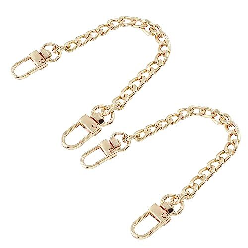 Hitefu 2PCS Purse Chain Strap, Gold Metal Flat Chain Replacement 7.87 Inch