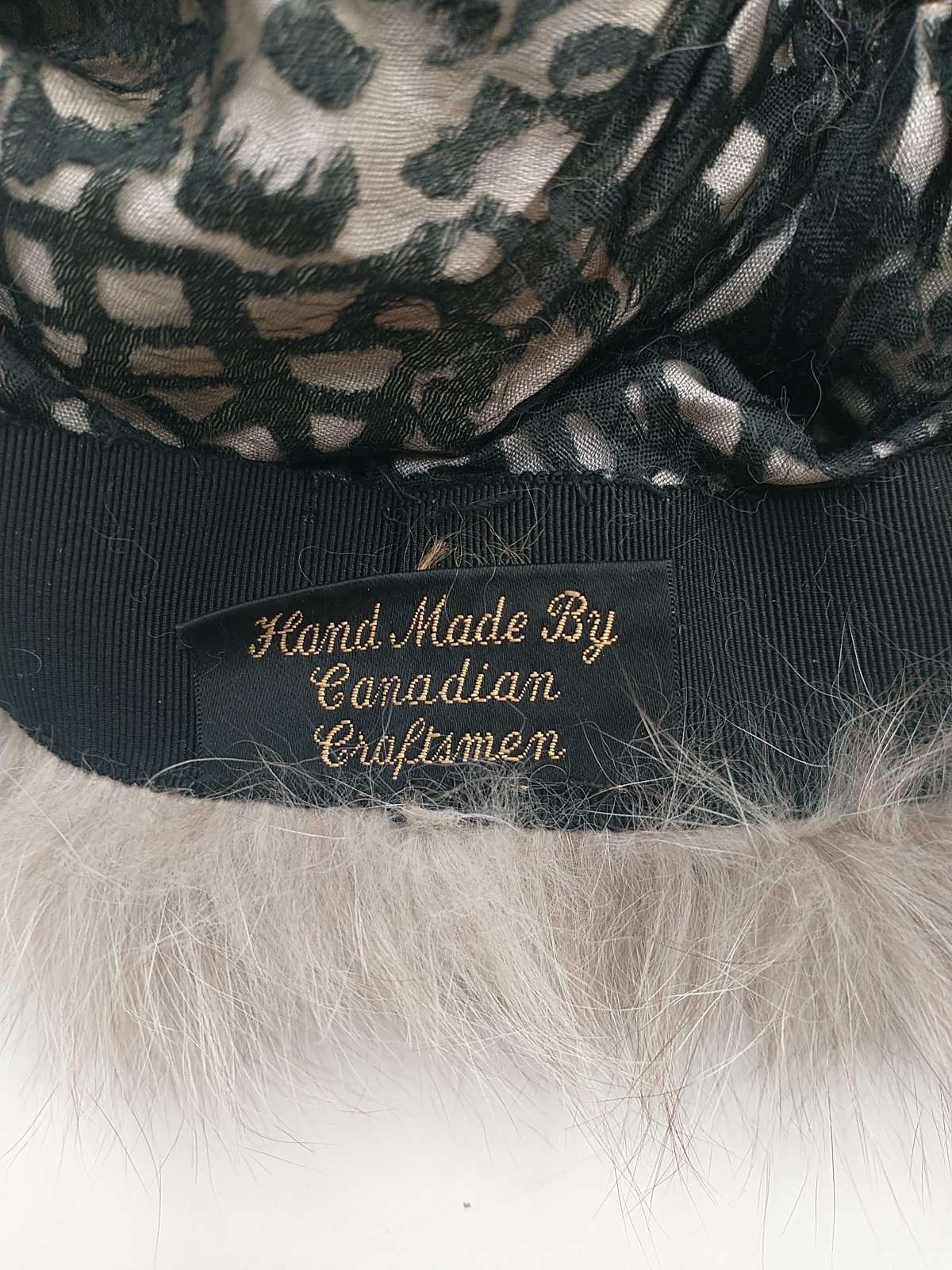 Vintage Genuine Blue Shadow Fox Fur Pillbox Hat Handmade Canada Women’s L 22.75″