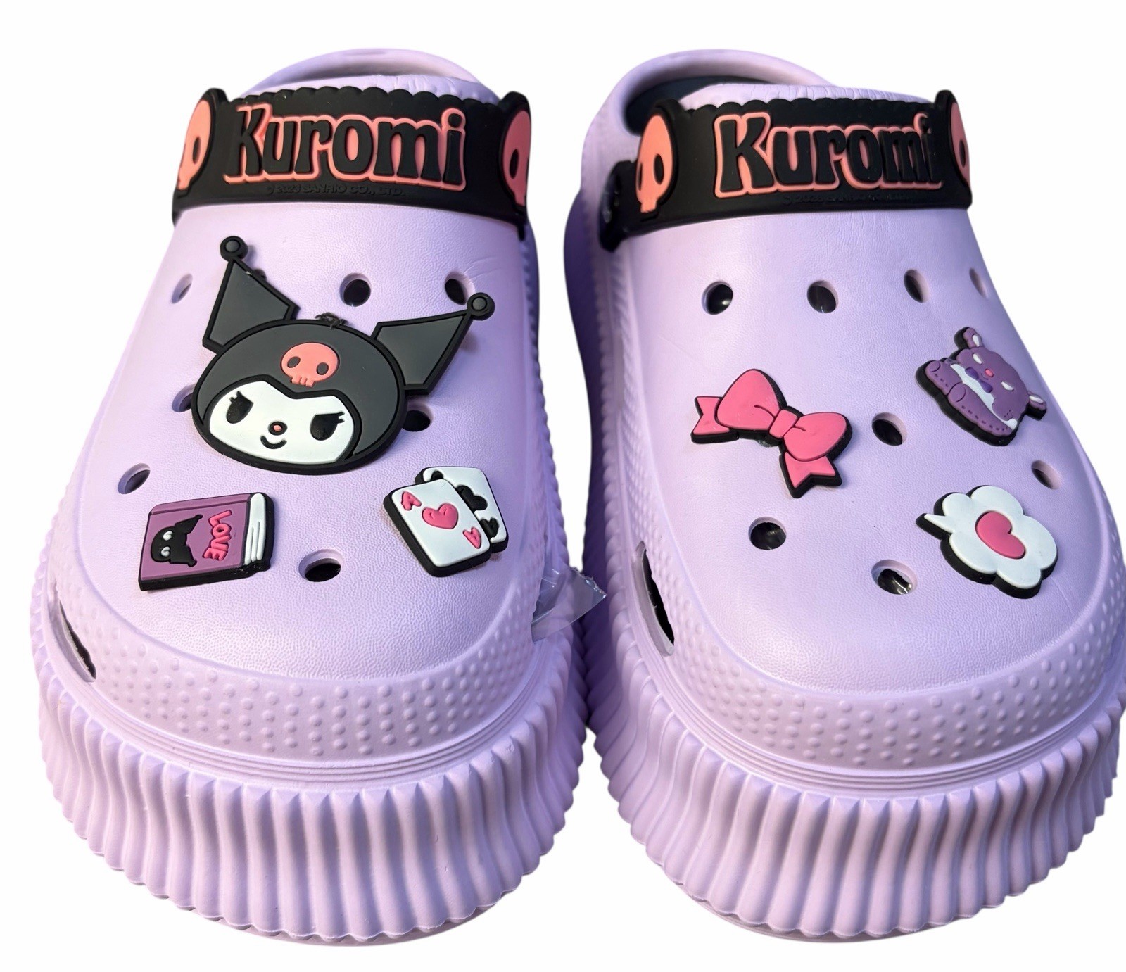 Crocs Sanrio Kuromi Hello Kitty Womens 9-9 1/2 Stomp Sandals Black Purple 40-41