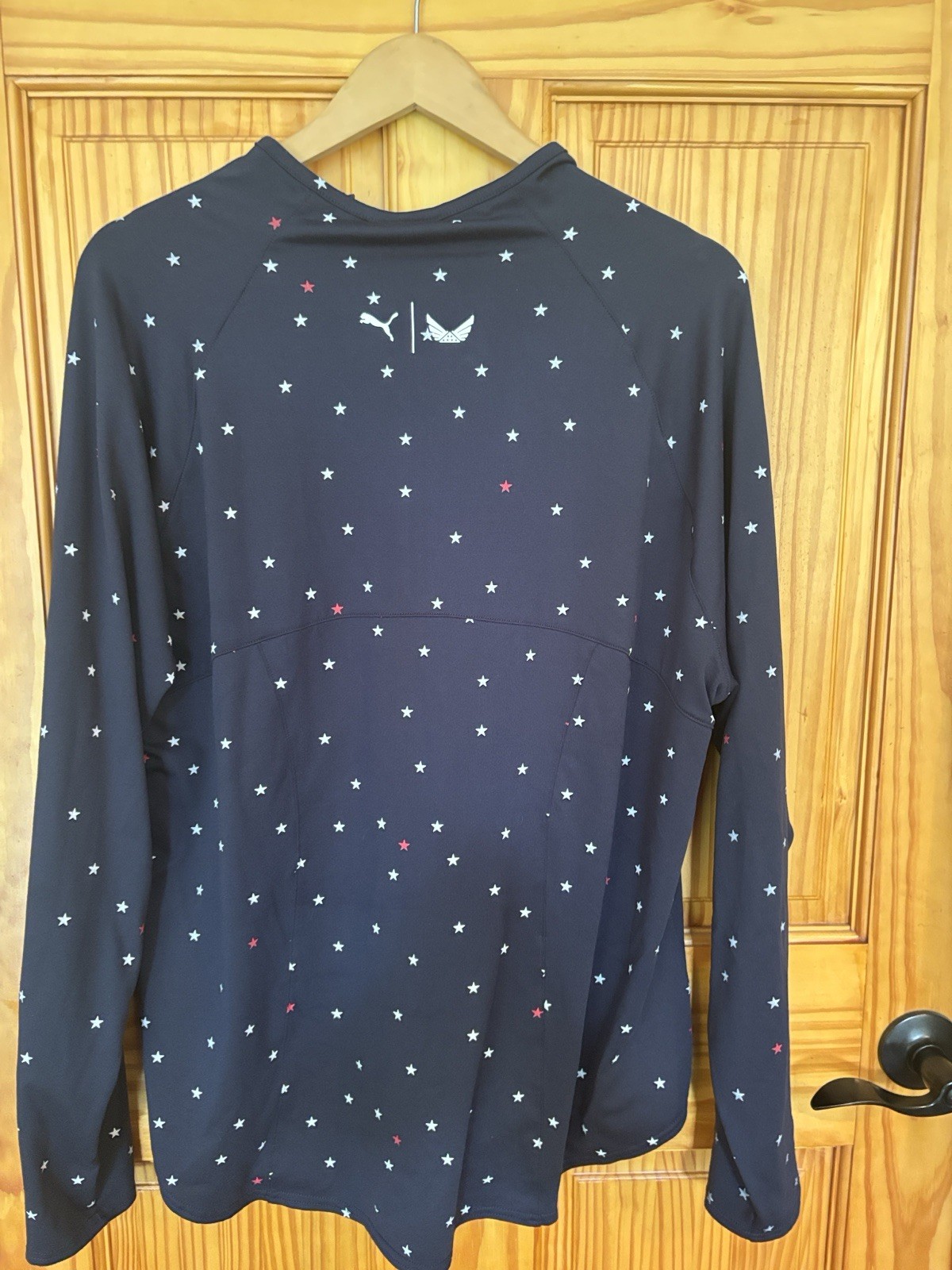 PUMA Women’s XXL Blue Star Print 1/4 Zip Golf Mock Neck Long Sleeve Pullover