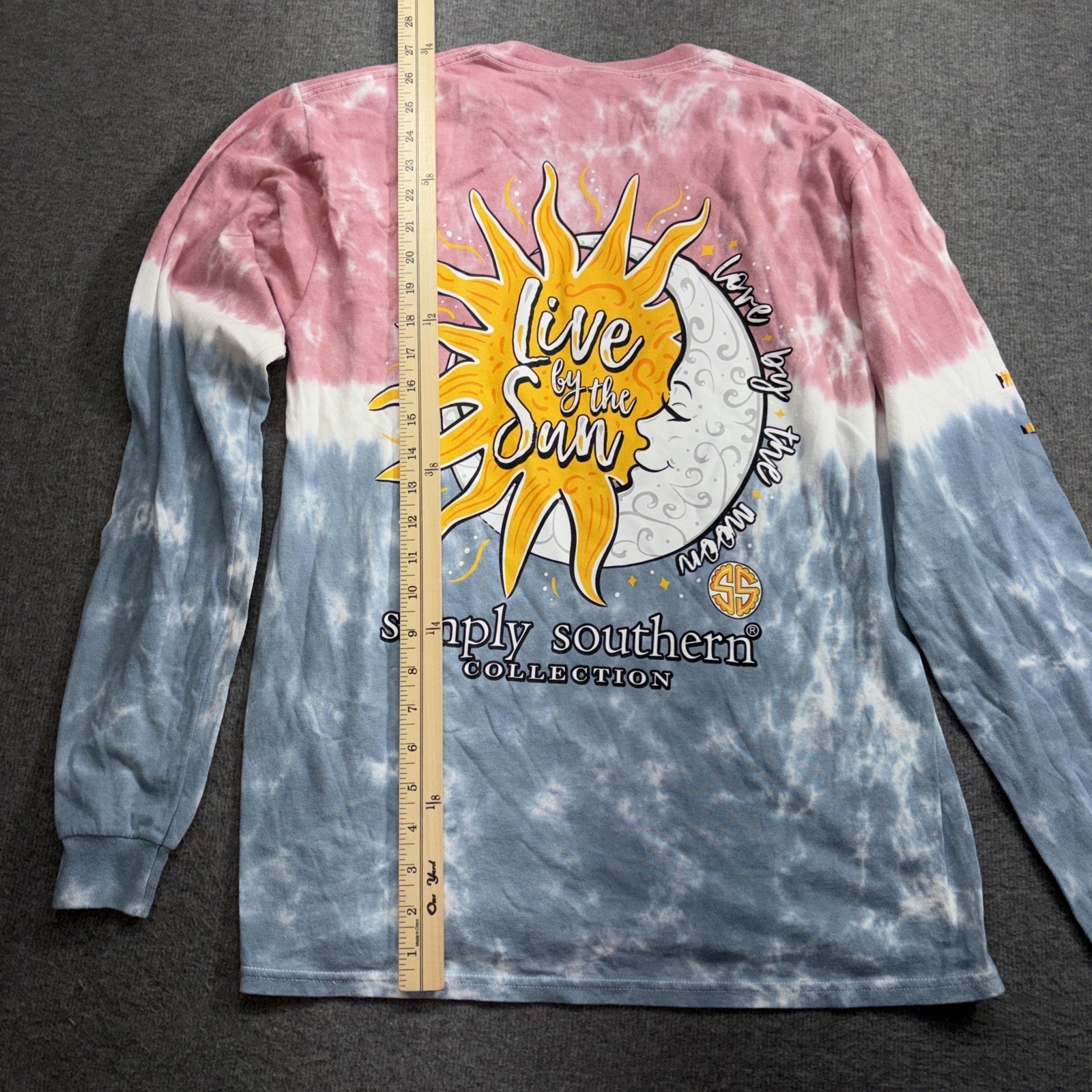 Simply Southern Shirt Long Sleeve Womens Medium Tie Dye Carpe Diem Sunflowers