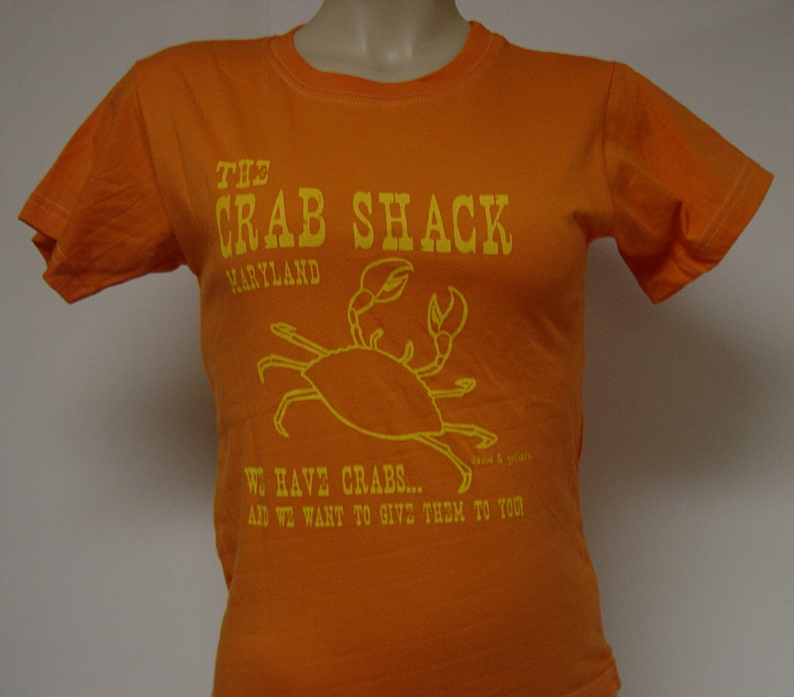 Womens Juniors David & Goliath The Crab Shack We Have Crabs Orange Tee T-Shirt