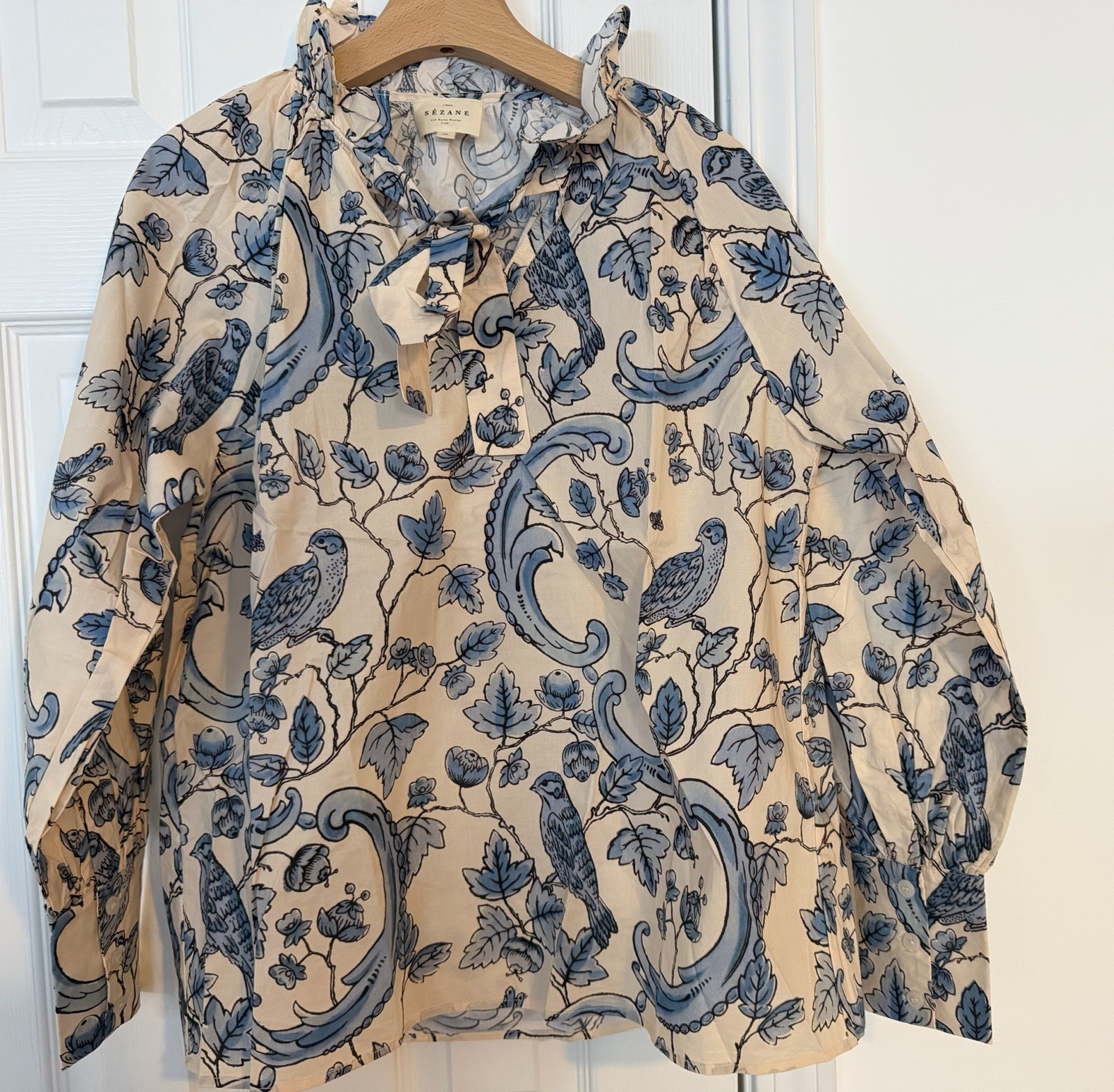 HILLIS BLOUSE – SÉZANE X ANTOINETTE POISSON – bluebirds print Size 36