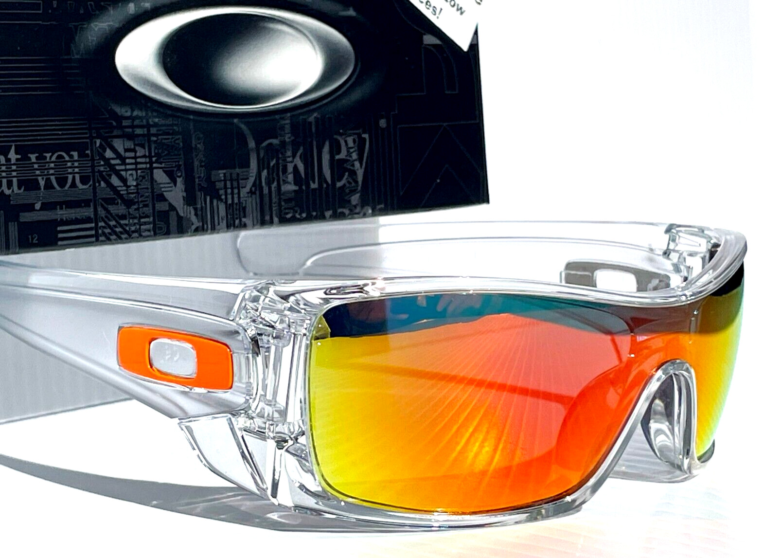 NEW Oakley BATWOLF Clear Orange Icon POLARIZED Spectra Ruby Lens Sunglass 9101
