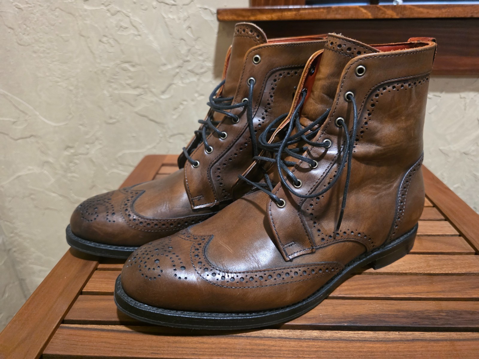 ALLEN EDMONDS 9EEE DALTON BOURBON WINGTIP BOOTS 9 3E