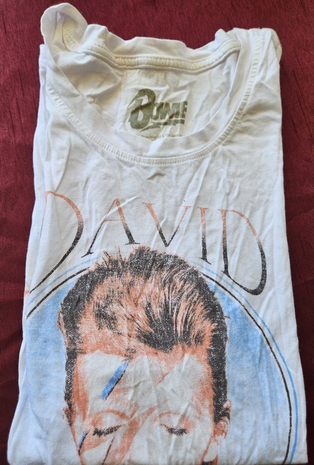 DAVID BOWIE White GRAPHIC PRINT XL TANK TOP Vintage Rock & Roll Deep Arms RARE👨