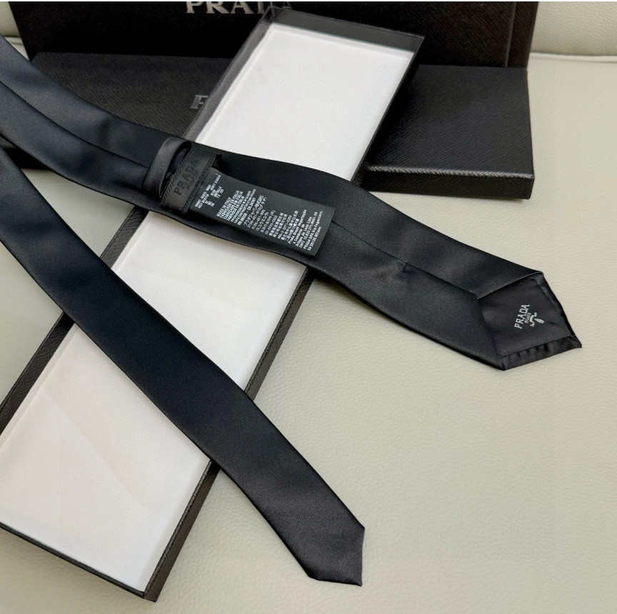 Prada Luxury Silk Tie – Triangle Logo W/Box