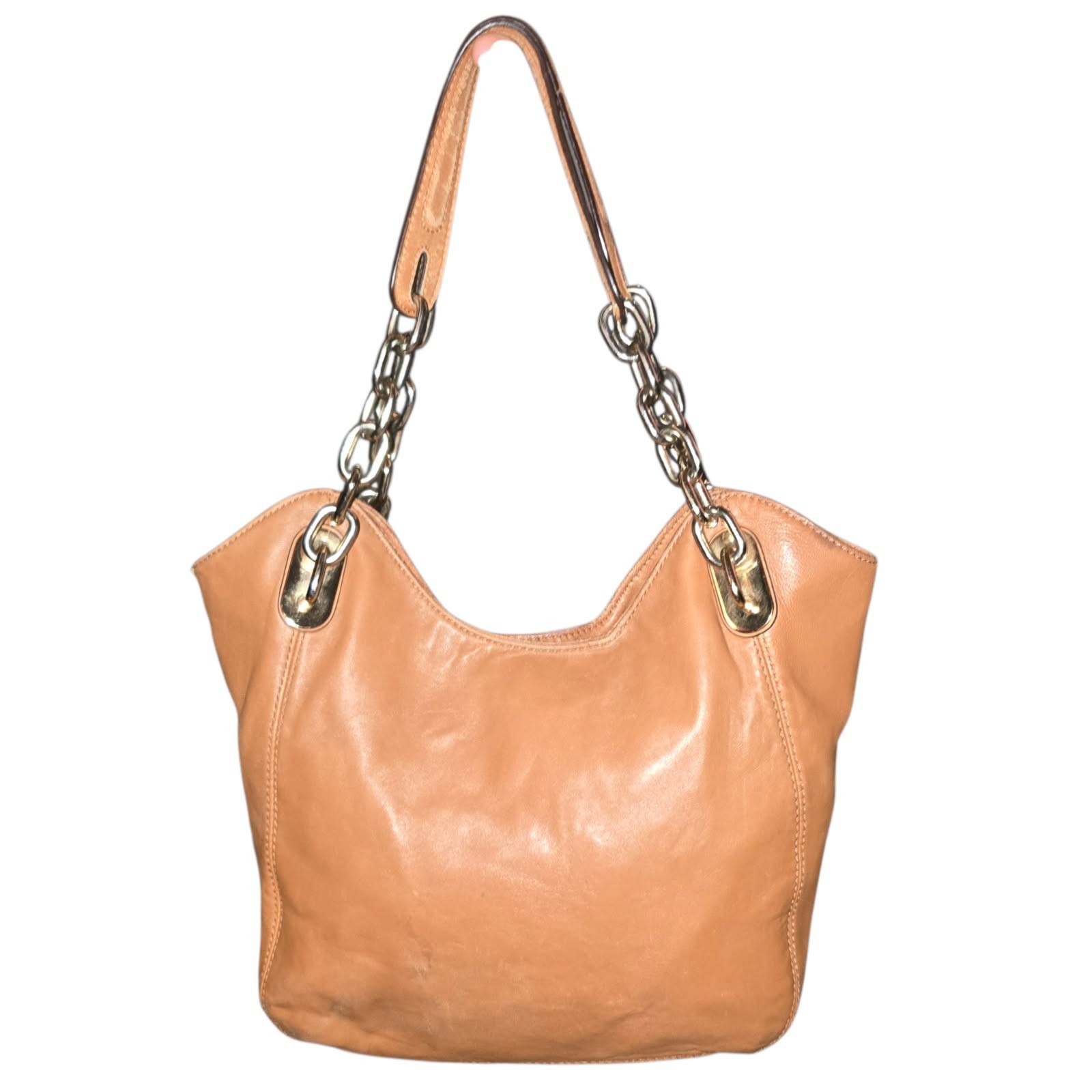 Michael Kors Leather Lily Walnut Brown Shoulder Purse Bag For Women Size Medium
