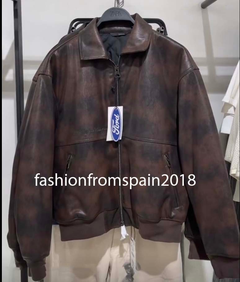 ZARA NEW MAN FORD © LEATHER BOMBER JACKET BROWN S-XL 5388/900/700