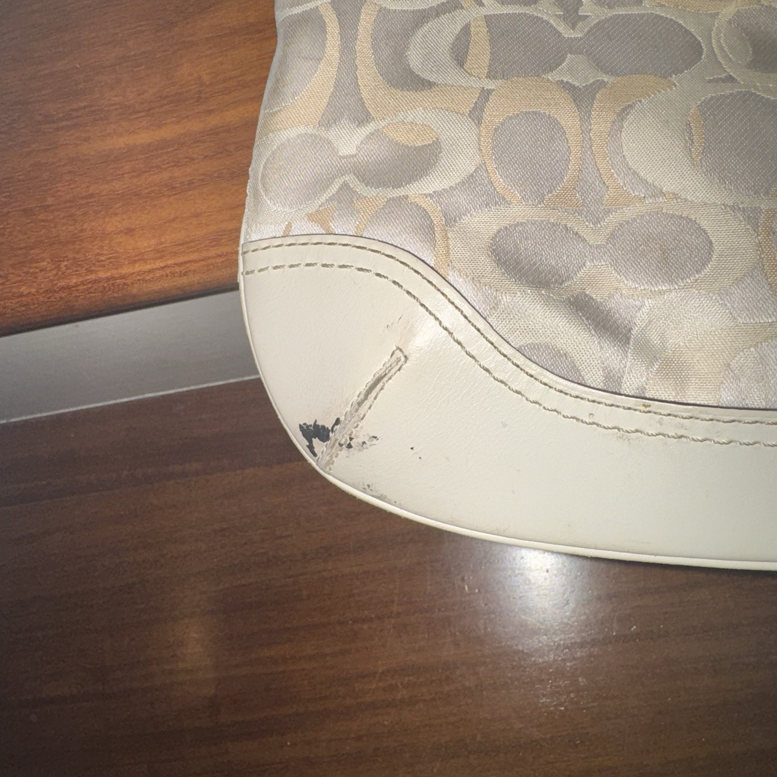 VTG COACH Hobo Bag Cream Ivory Signature CC Monogram M0668-10601 Y2K