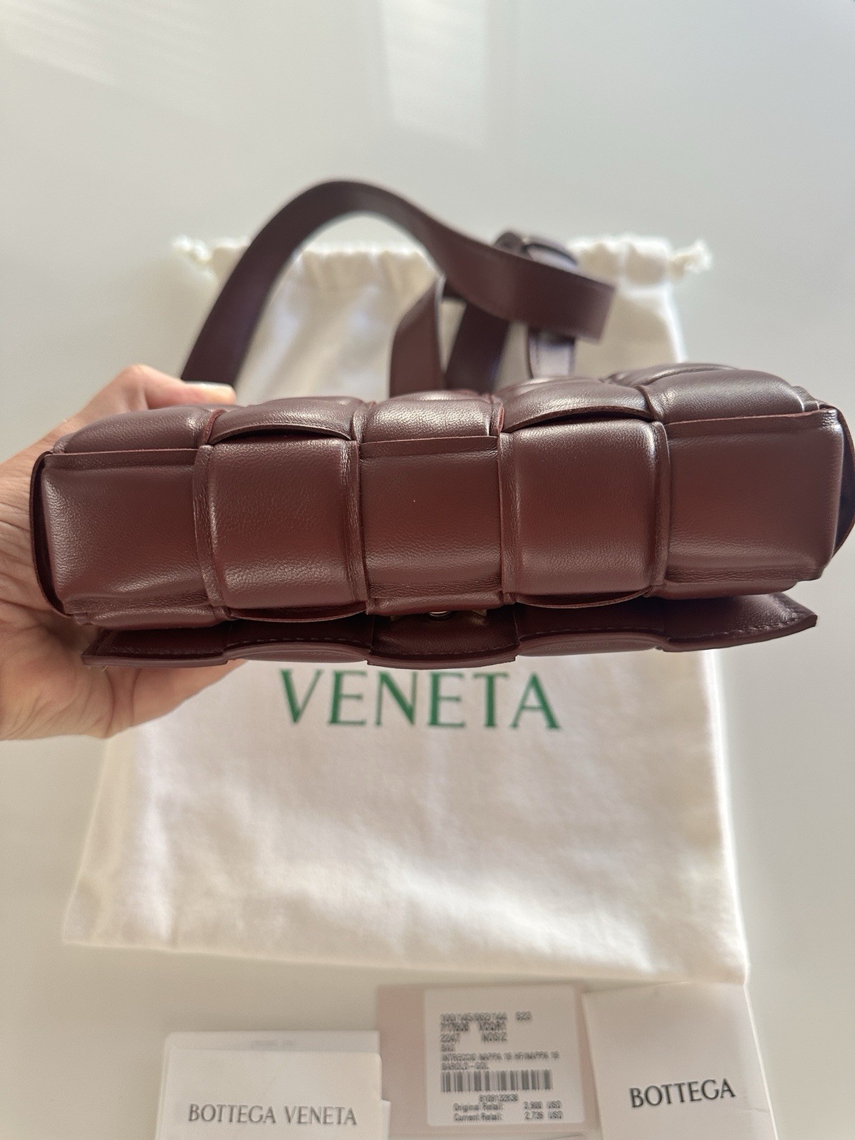 Bottega Veneta Intrecciato Nappa Mini Padded Cassette Crossbody Bag In Barolo