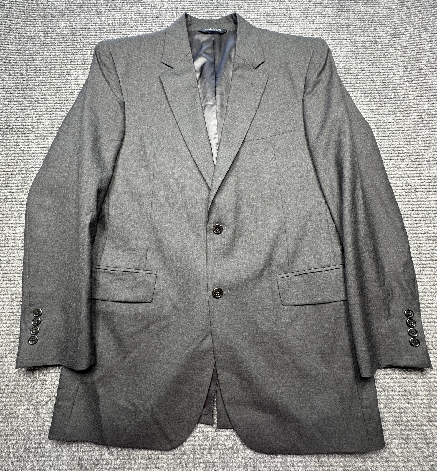 Jos A Bank Blazer Mens 41L Gray 100% Wool Two Button Sport Coat Jacket Classic
