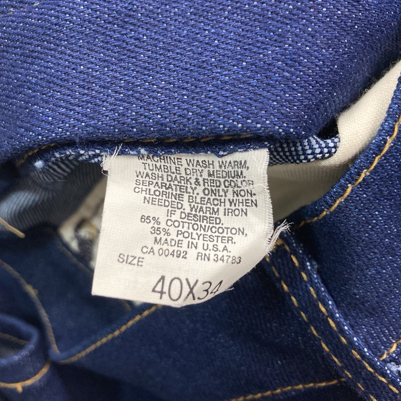 Vintage Lee Riders Jeans Men 36×34 Blue Dark Indigo USA Made Union Denim 70s