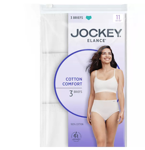 Women’s Jockey 3-Pack Briefs (White Color) 100% Cotton Comfort Classic Underwear