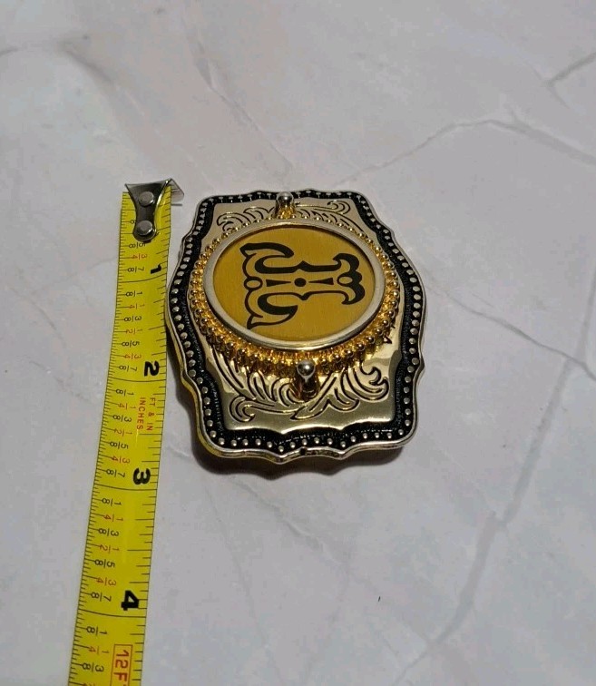 Western Metal Belt Buckle Gold Tone Initial Letter T Cowboy Rodeo Made In USA