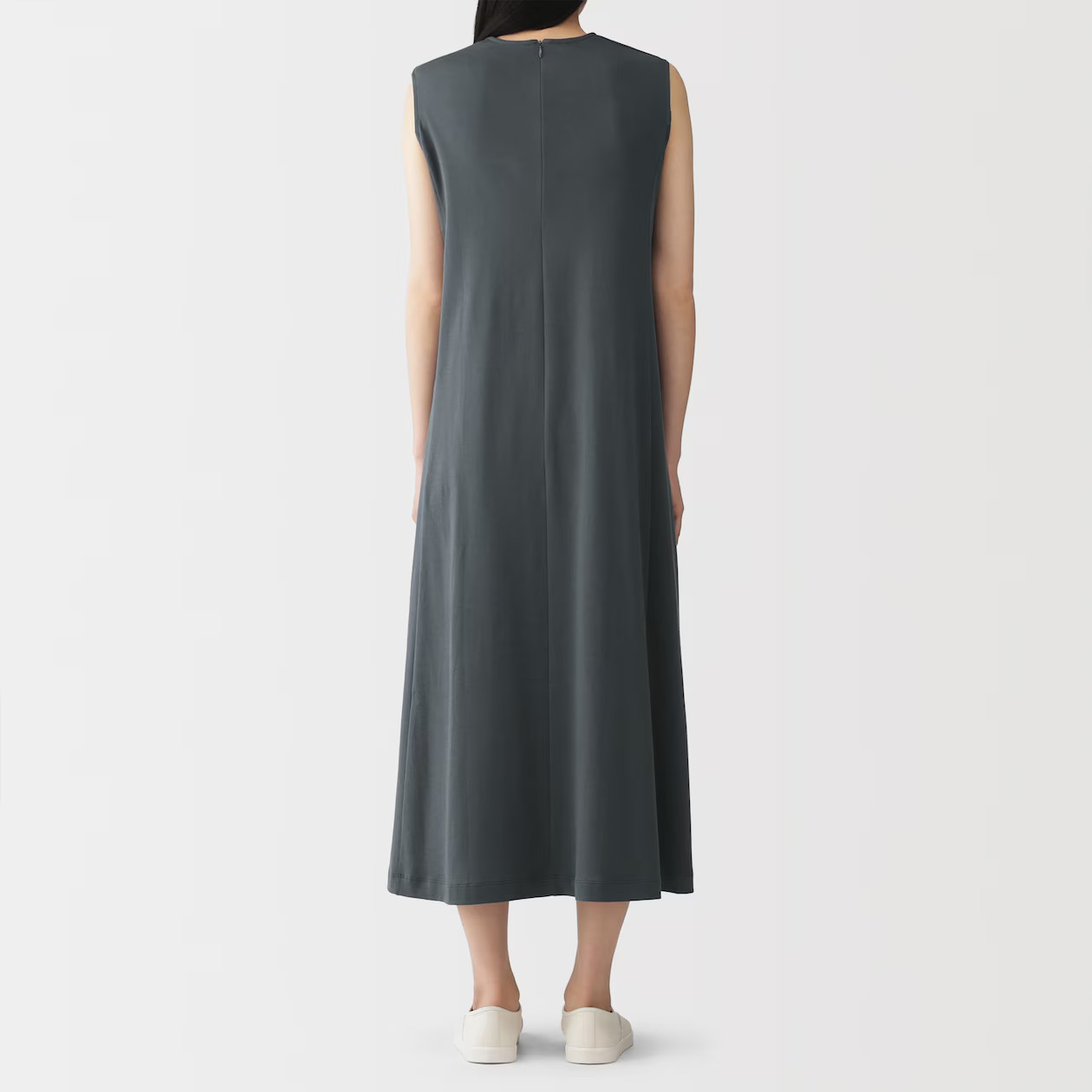 MUJI Womens 100% Organic Cotton Cool Touch Sleeveless Dress Khaki Green FedEx