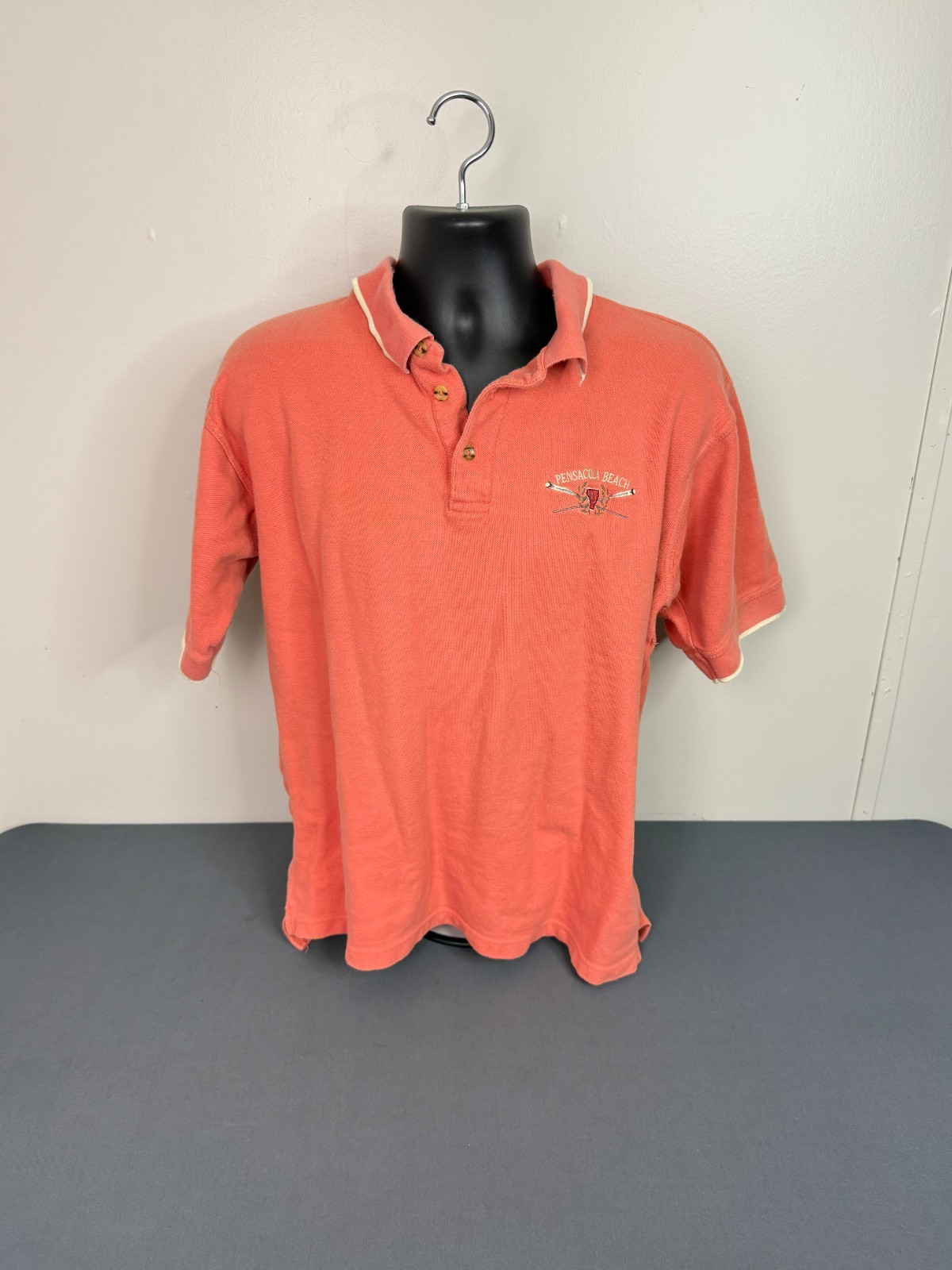 Pacific Blue Men’s Pensacola Beach Classic Cotton Polo Shirt Orange Sz XL FLAW