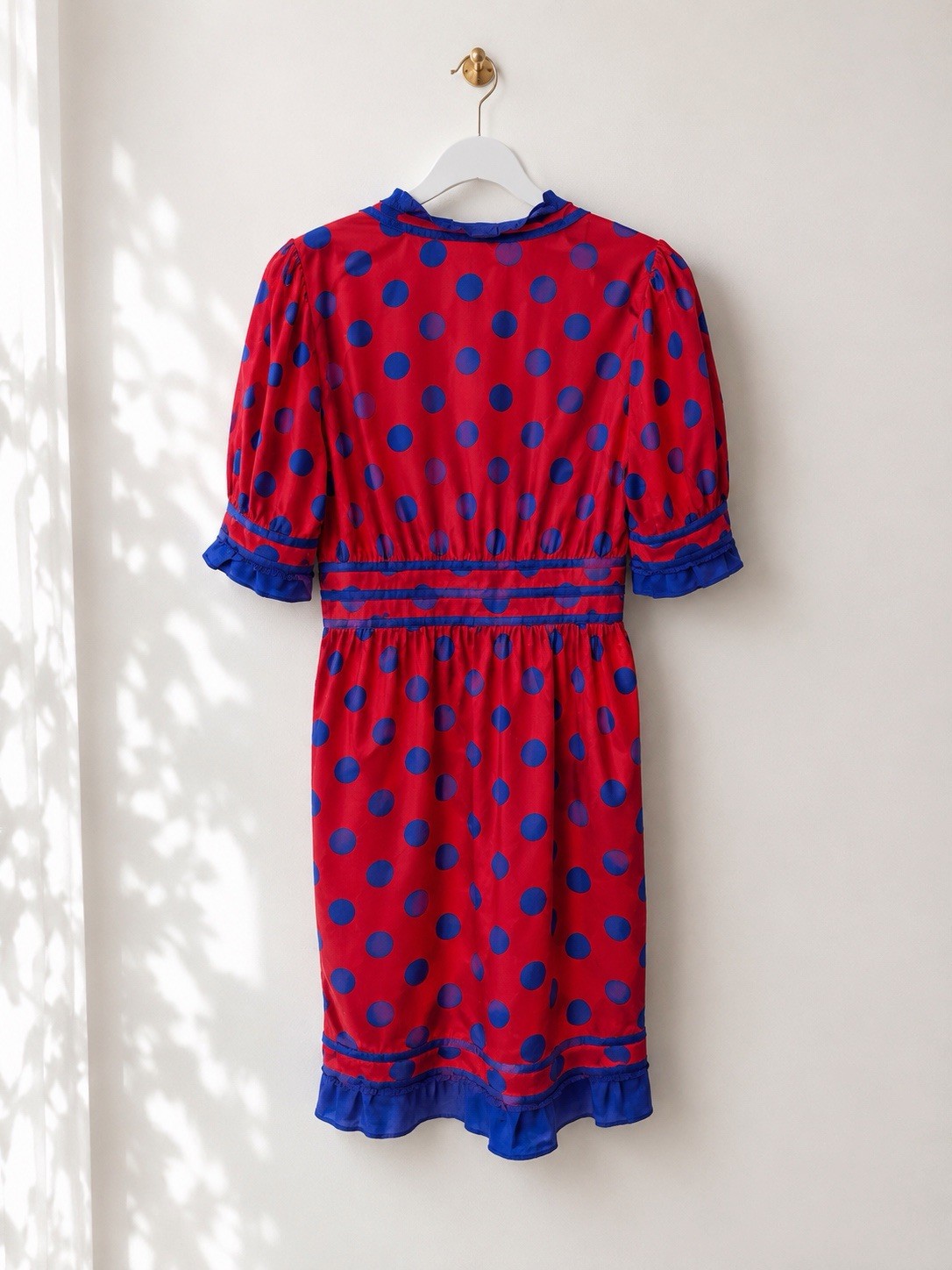 Moschino NWT 100% Silk Polka Dot Ruffle Faux Wrap Dress IT 46 US 10