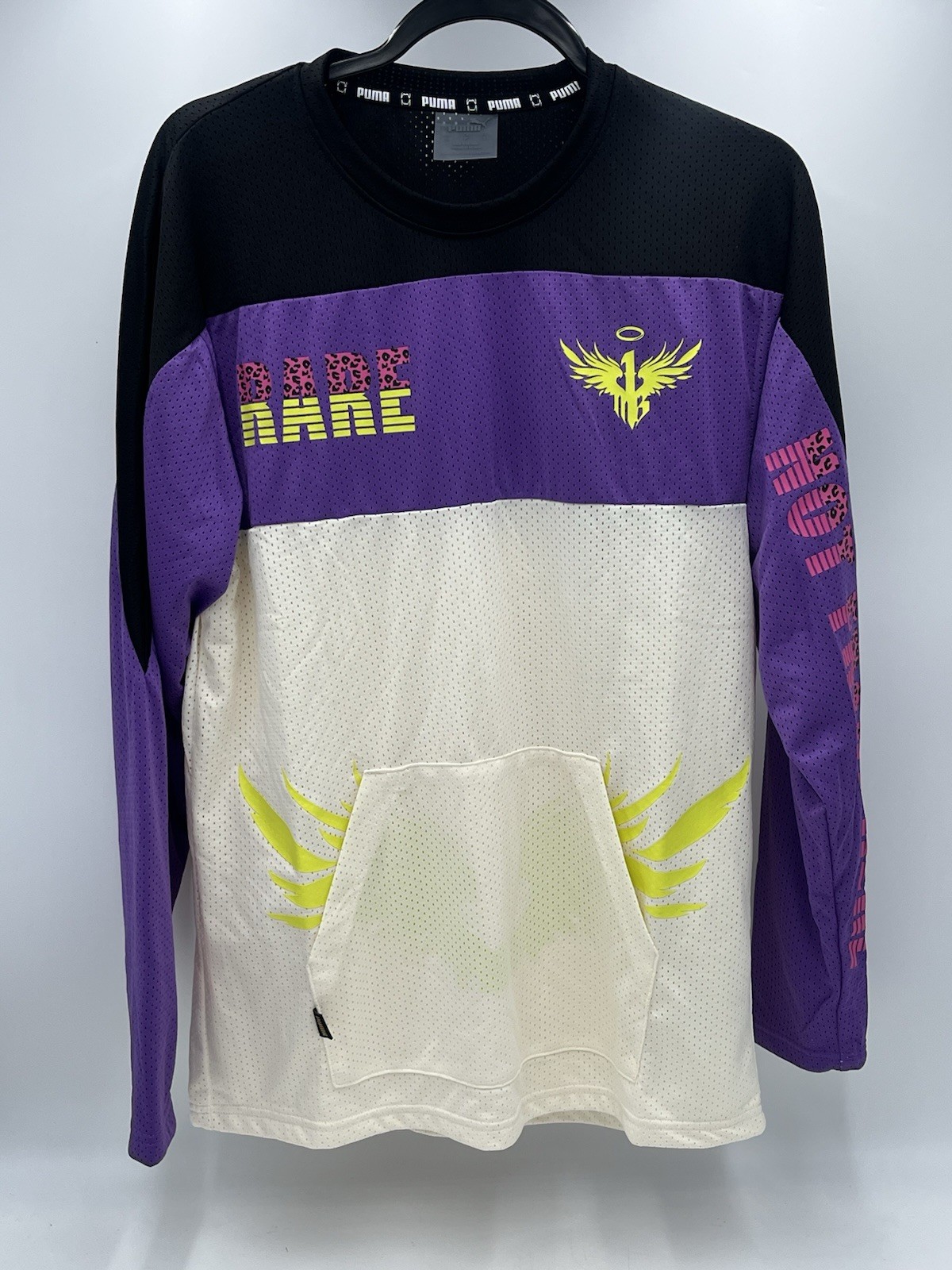 Puma Melo Be You Moto Cross Jersey Pristine/Purple Mens Size large 621712-01