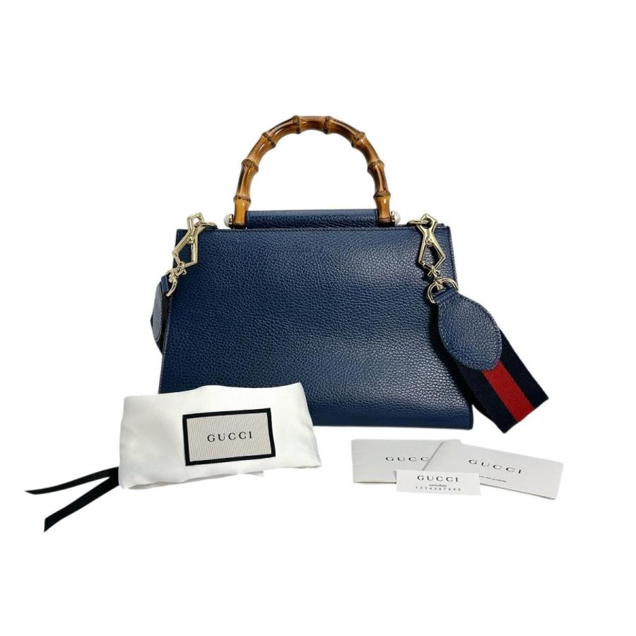 GUCCI Bag: Bamboo 470271 Blue W30H20D11cm w/dust bag strap;–