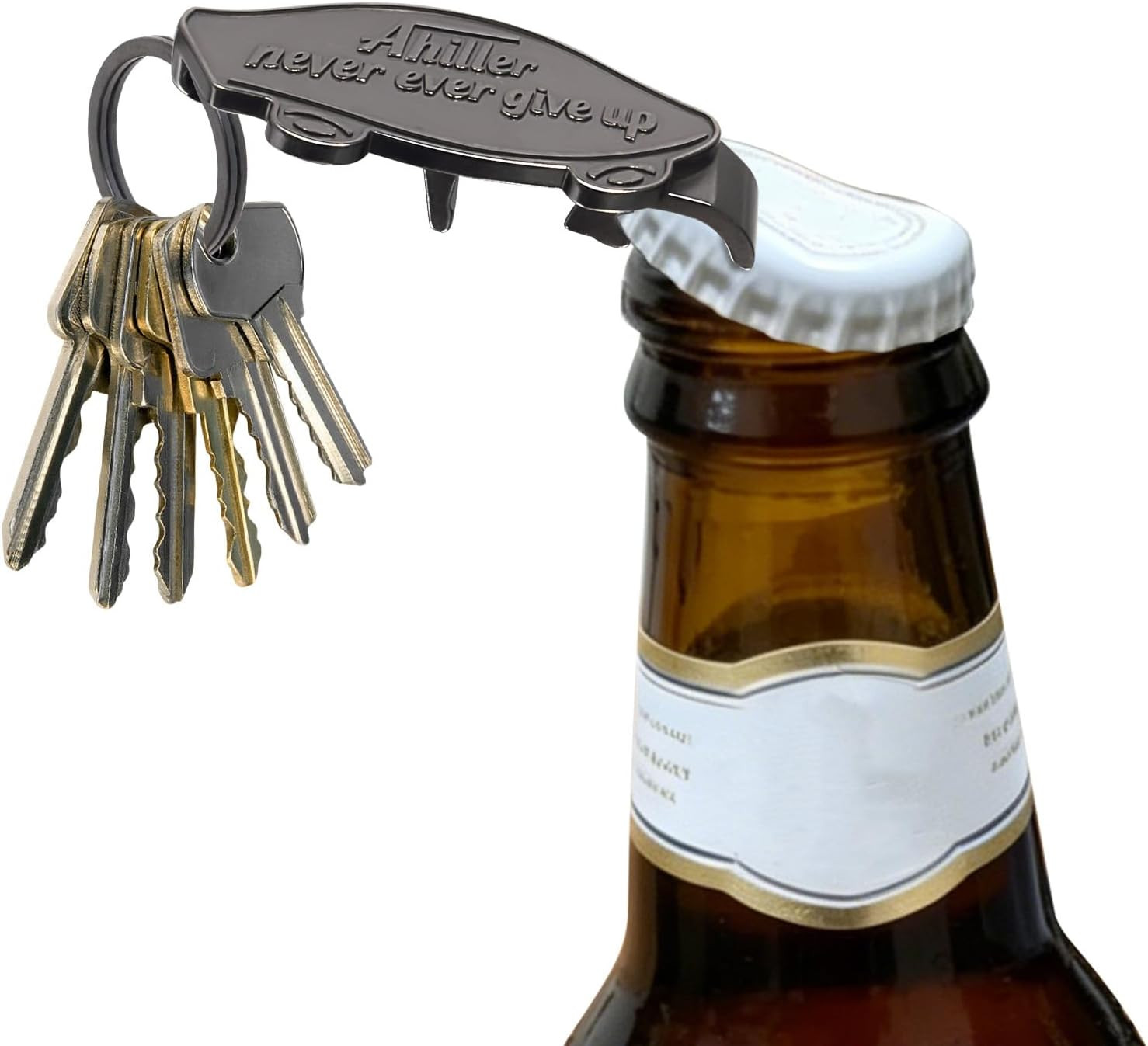 Multi-Functional Keychain & Phone Stand. Opens Beer Bottle and Can Lids. Built-I