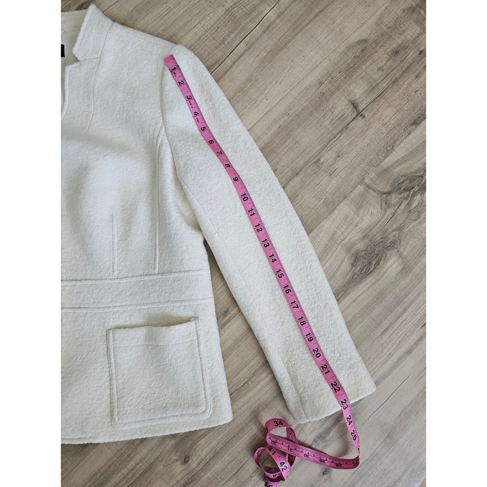 Talbots Petite Ivory Wool Blend Boucle Blazer Jacket White 14P Professional