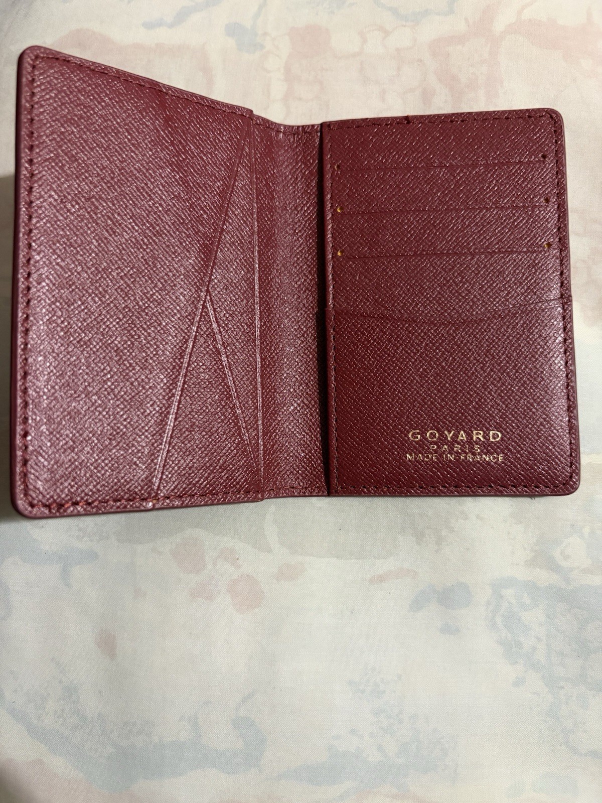 Goyard Burgundy Chevron Leather ID/Document Holder Wallet for Women