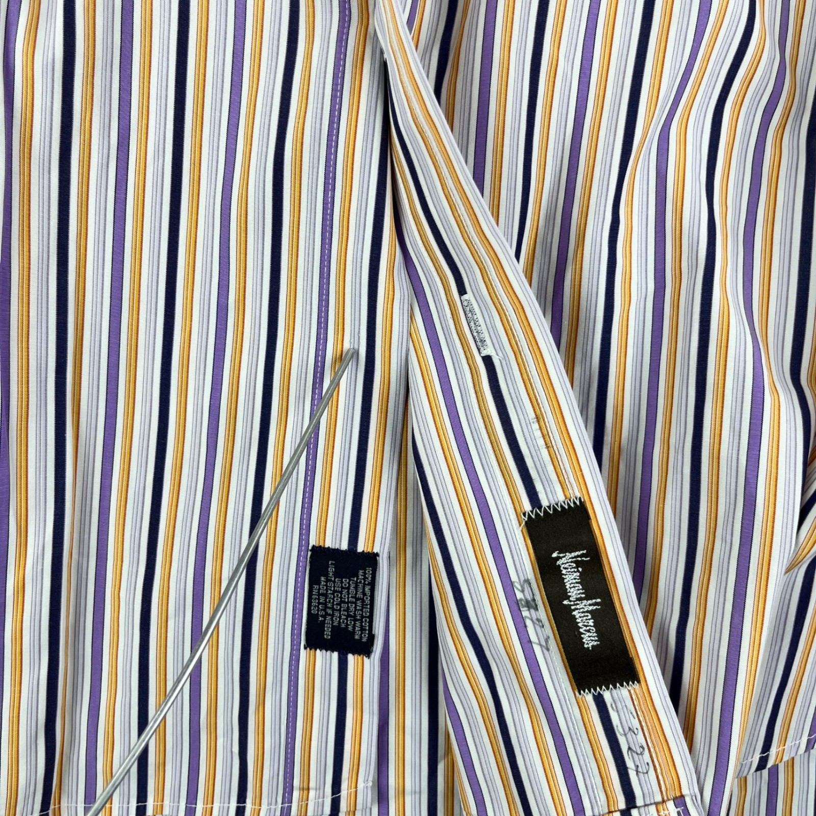 Burberry London Button Up Shirt Mens 17 L Multicolor Striped Neiman Marcus USA
