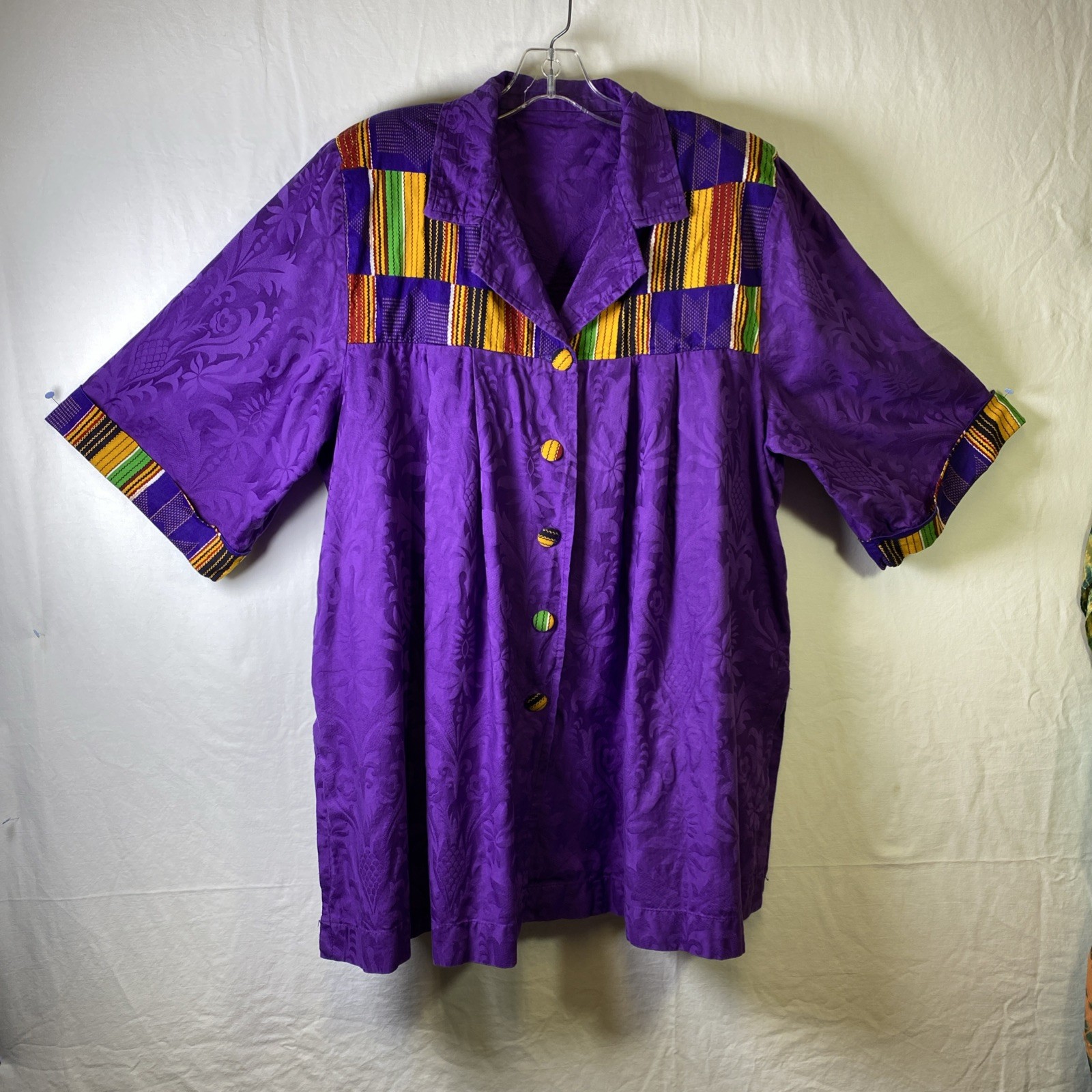 African Purple Womens Jacket – Size 1X – VTG Homemade, No Tags, Shoulder Pads