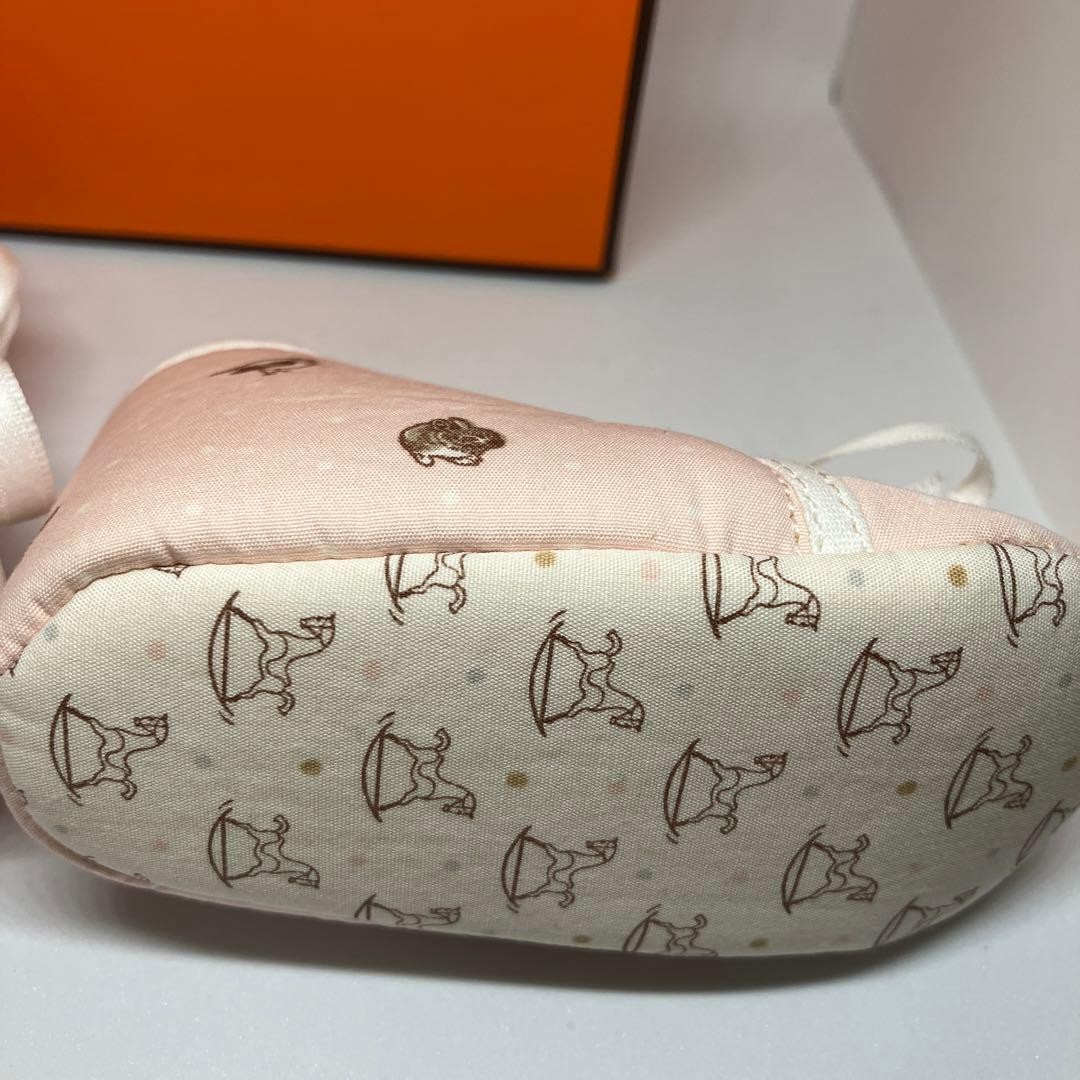 Hermes baby shoes 100% cotton Pink Linen Animal Print Pattern JAPAN