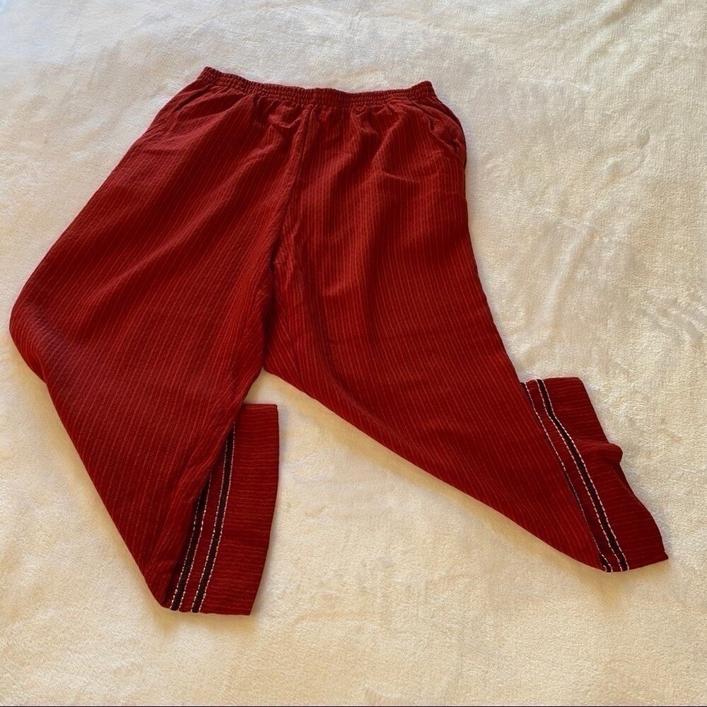 Napa Valley Vintage Top & Cropped Pants Embroidered Embellished Red & Black Med