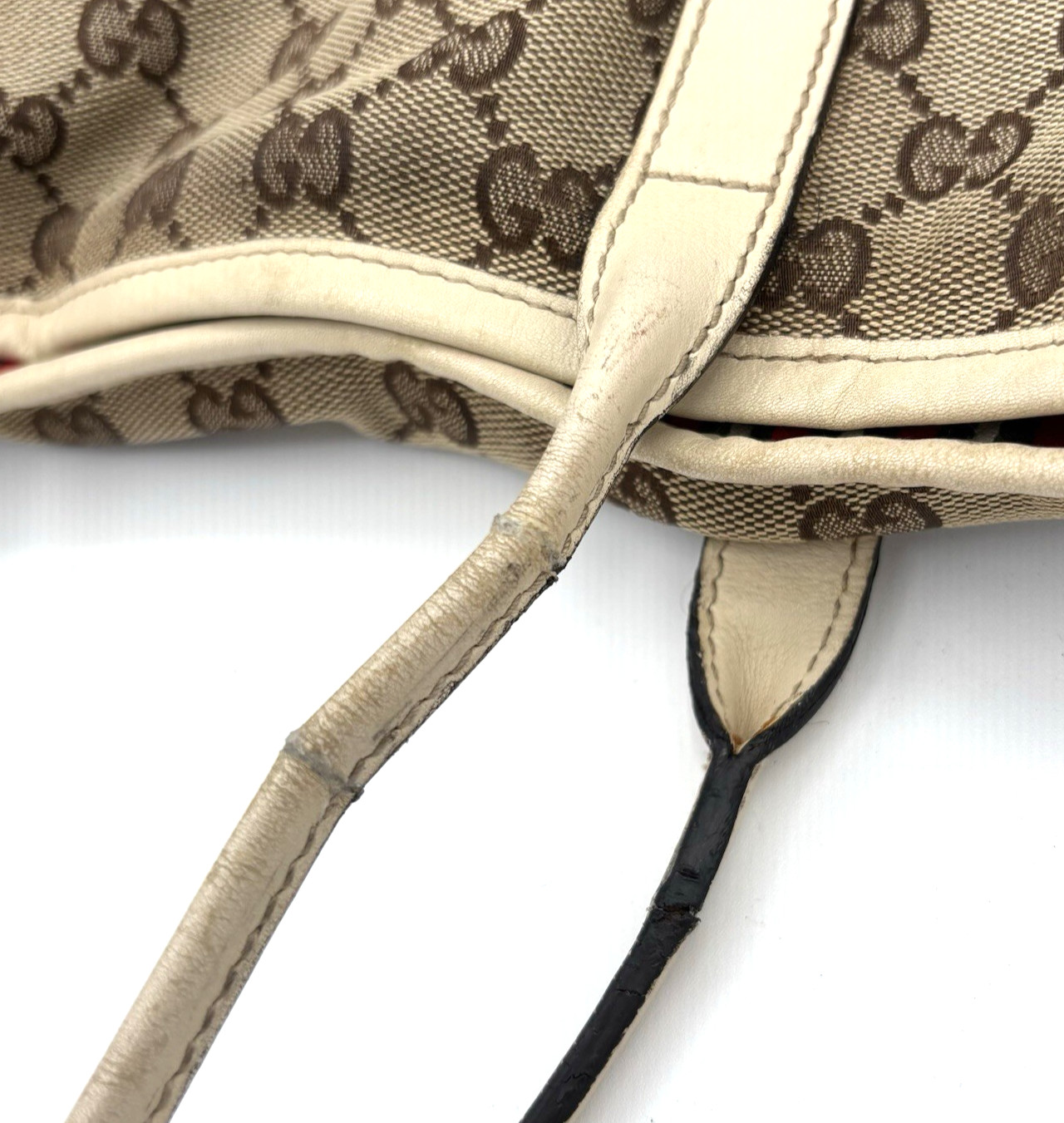 GUCCI GG Logo Abbey Shoulder Bag Canvas Leather Brown Beige Authentic 0058