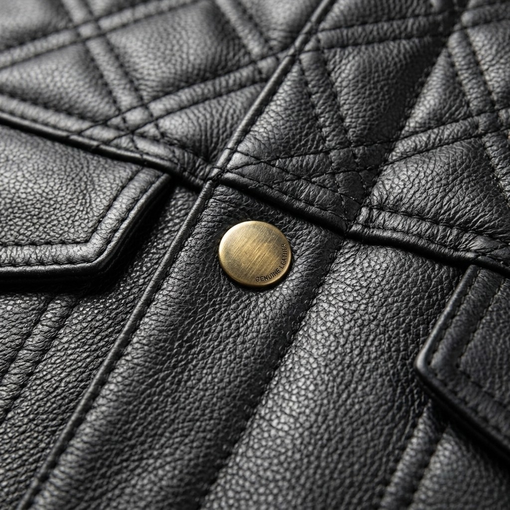 Men’s Black Genuine Leather Motorcycle Vest Biker Snap Front Quilted Club Vest