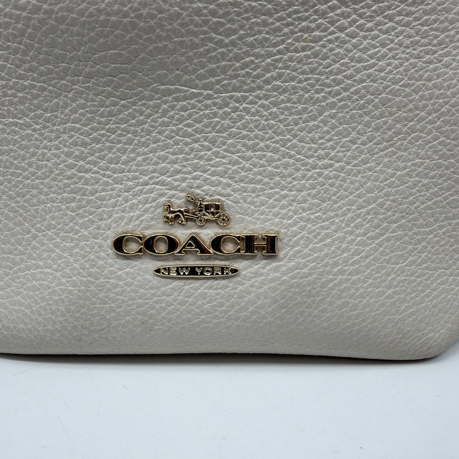 Coach Madison Phoebe Shoulder Bag Bone Pebbled Leather F35723 Compartments 3 Zip