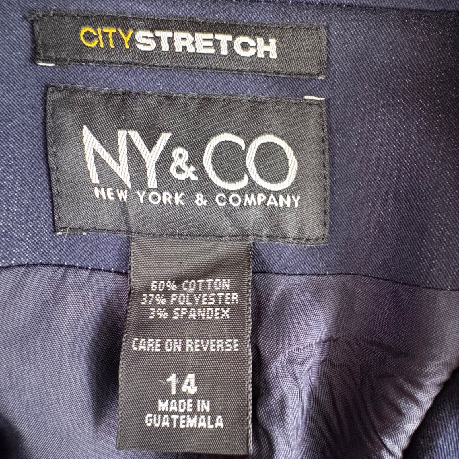 NY&CO City Blazer Womens 14 Navy Minimalist Classic Preppy Dark Academia Office