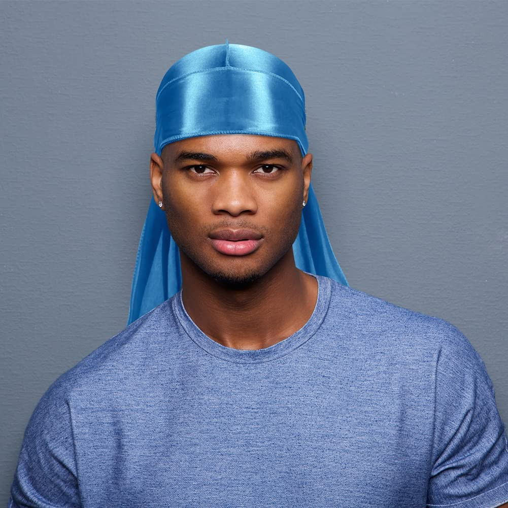6 Pcs Silky Durag Headwraps Dorag for Men Women Waves, Durags Pack with Long Tai