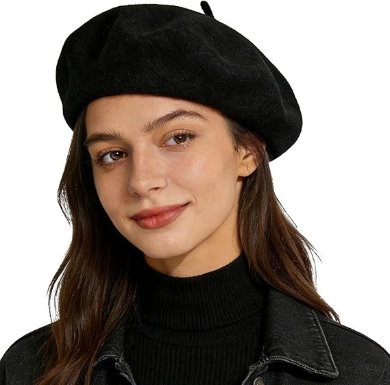 Gorro Vasco De Artista De Boina Francesa Para Mujeres Y Niñas, Color Negro NUEVO