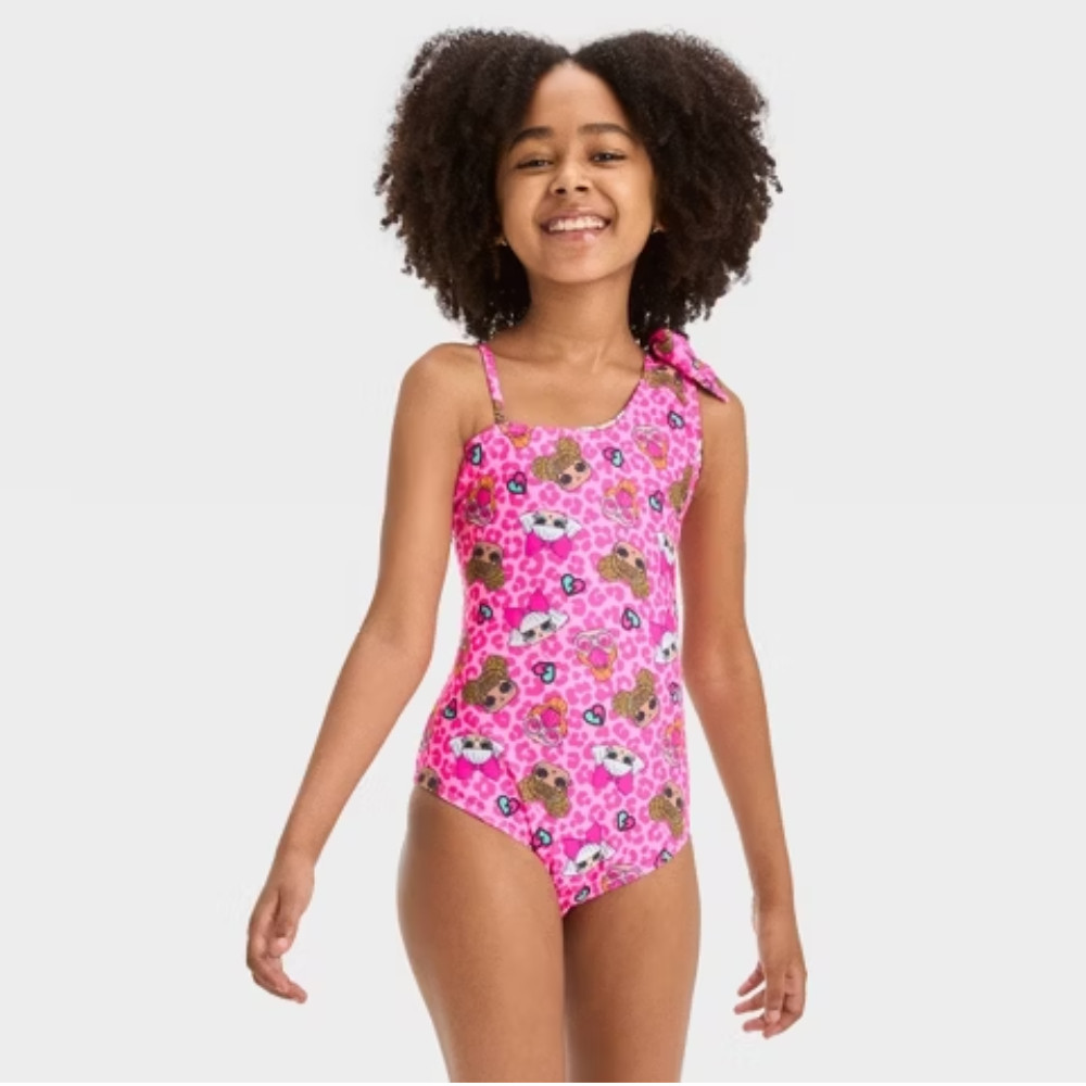 LOL Surprise One Piece Swimsuit One Shoulder Bow Girls’ M Fictitious Character