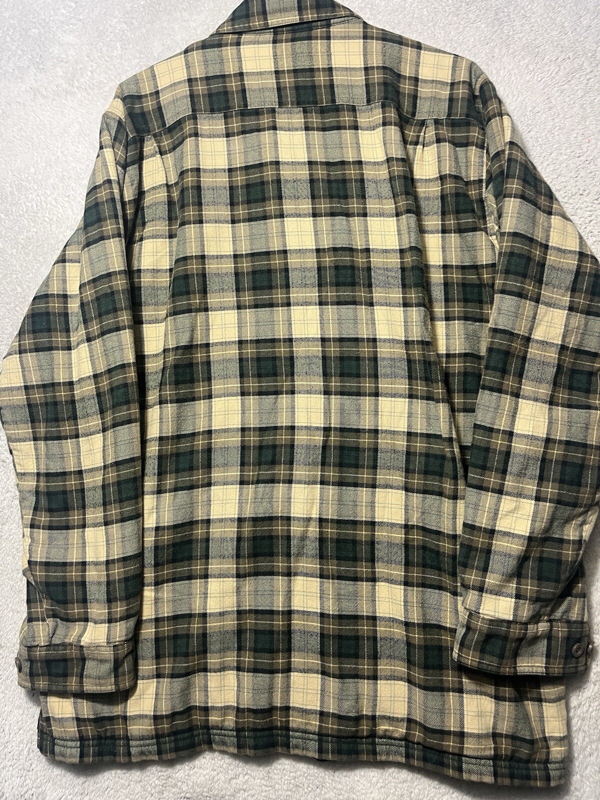 Vintage LL Bean Jacket Mens L Tall Plaid Flannel Shacket Fleece Lined Button Up.