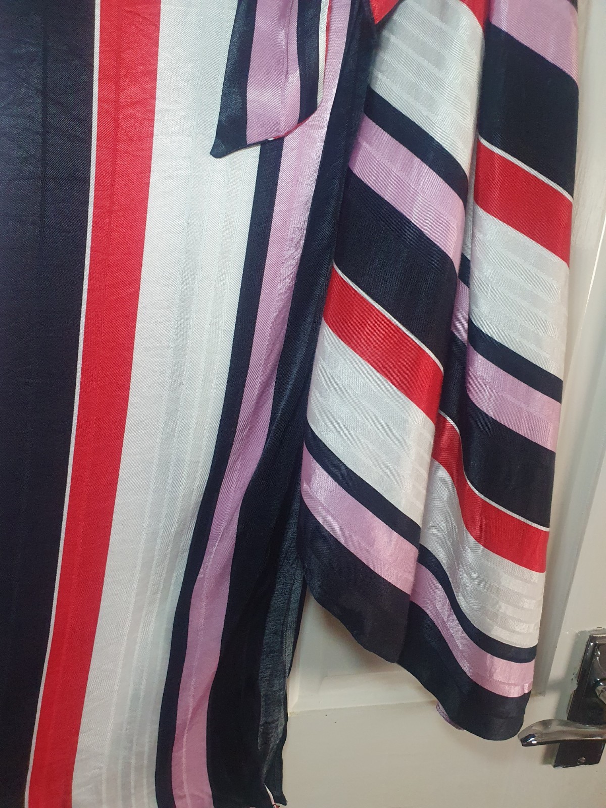 River Island Asymmetric Red Pink White Black Stripe Skirt Size 18 New With Tags