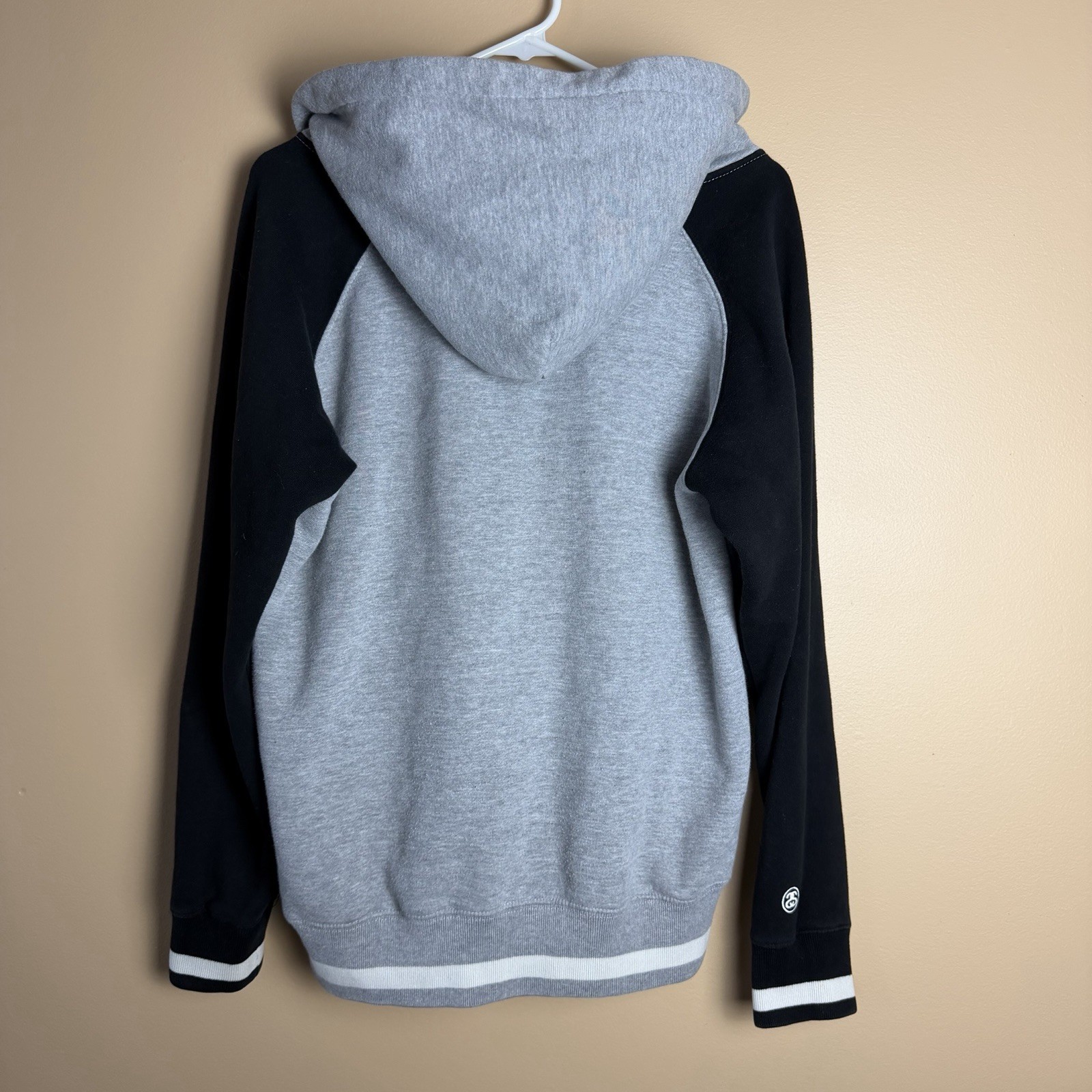 Stussy Men’s Varsity Button Up Hoodie Print Sweatshirt S