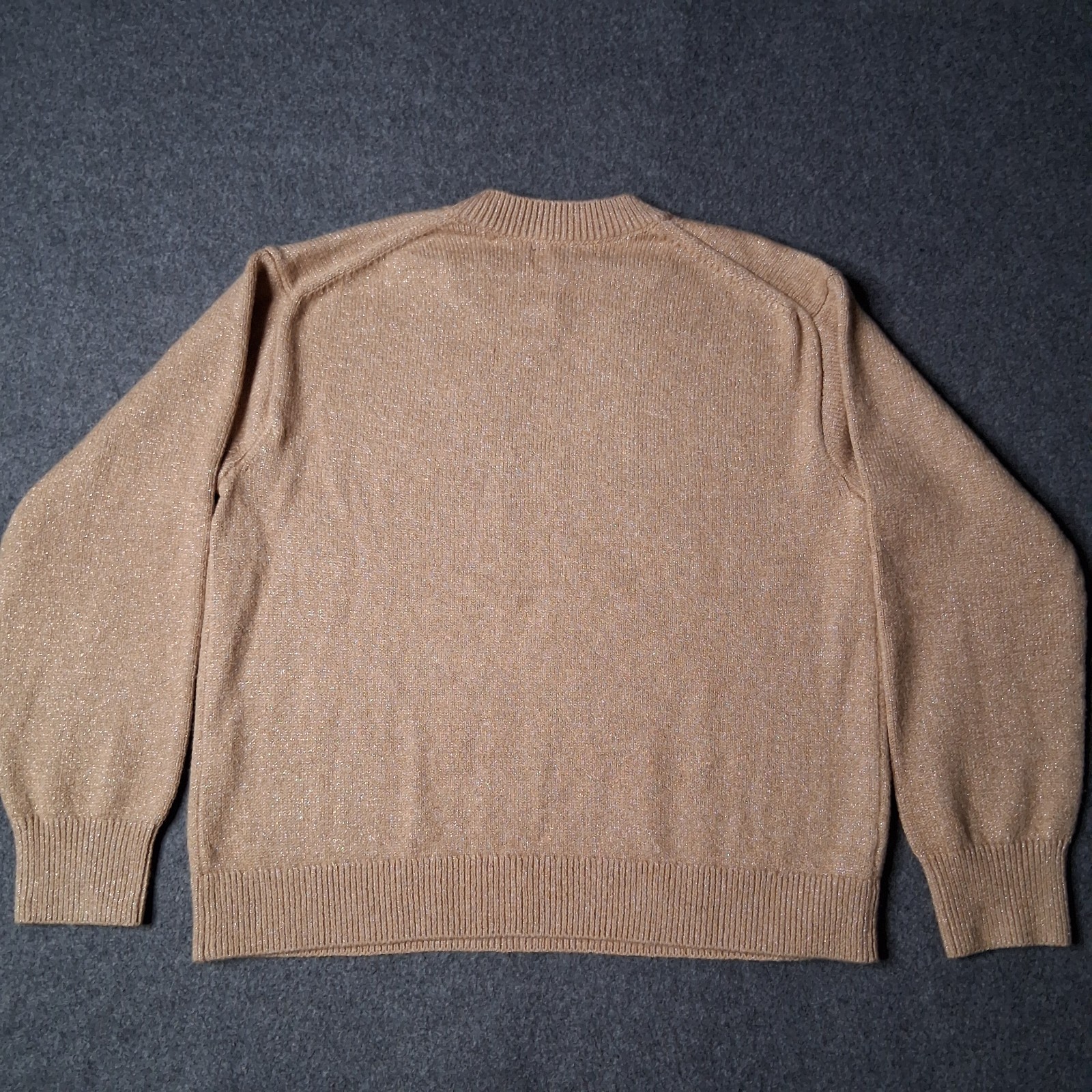 Banana Republic Women’s M Metallic Shimmer Sweater Beige Crew Neck Pullover