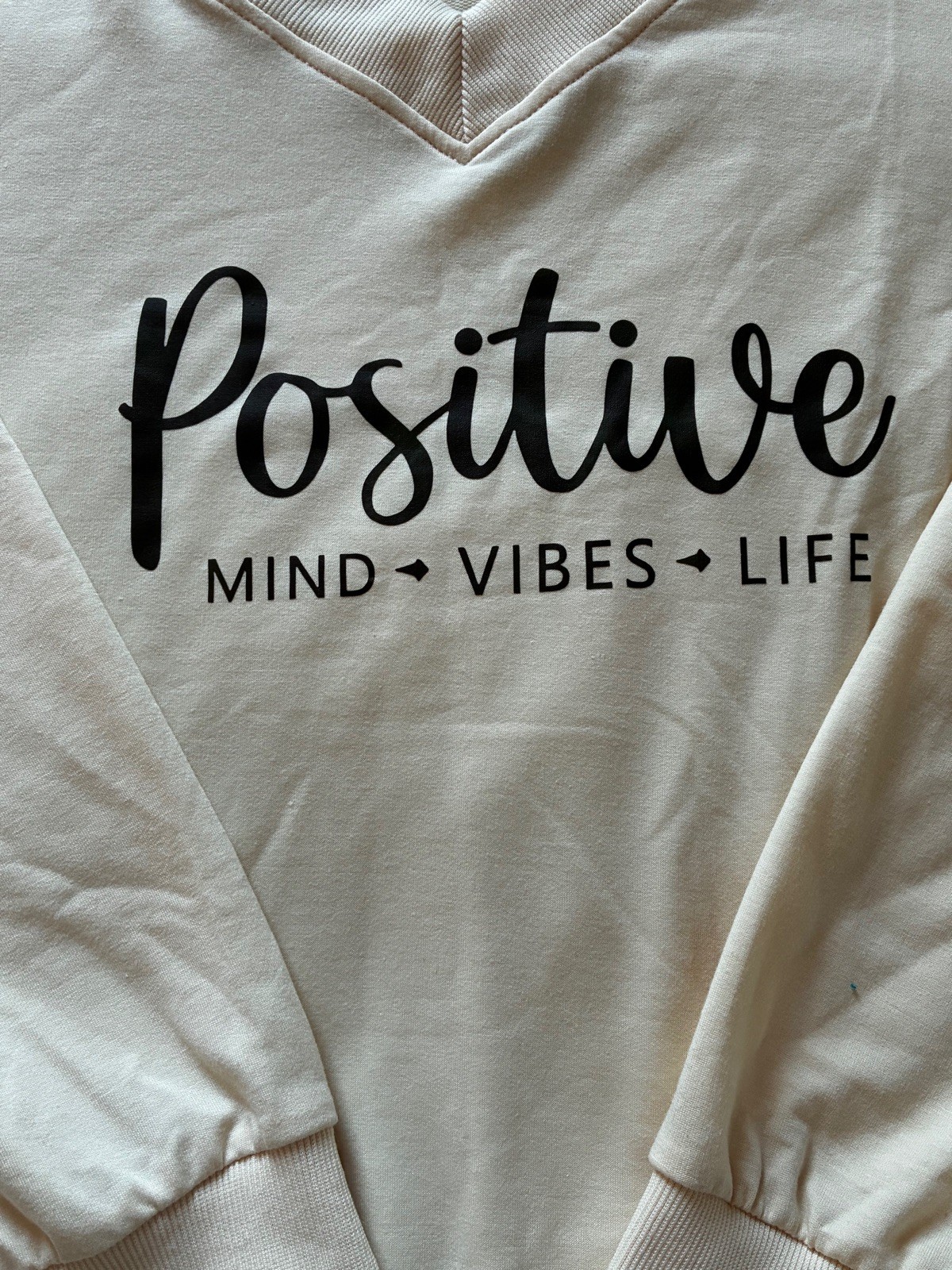 Positive Mind Vibes Life Cream Lightweight Ladies Jumper Hoodie Size 2XL New